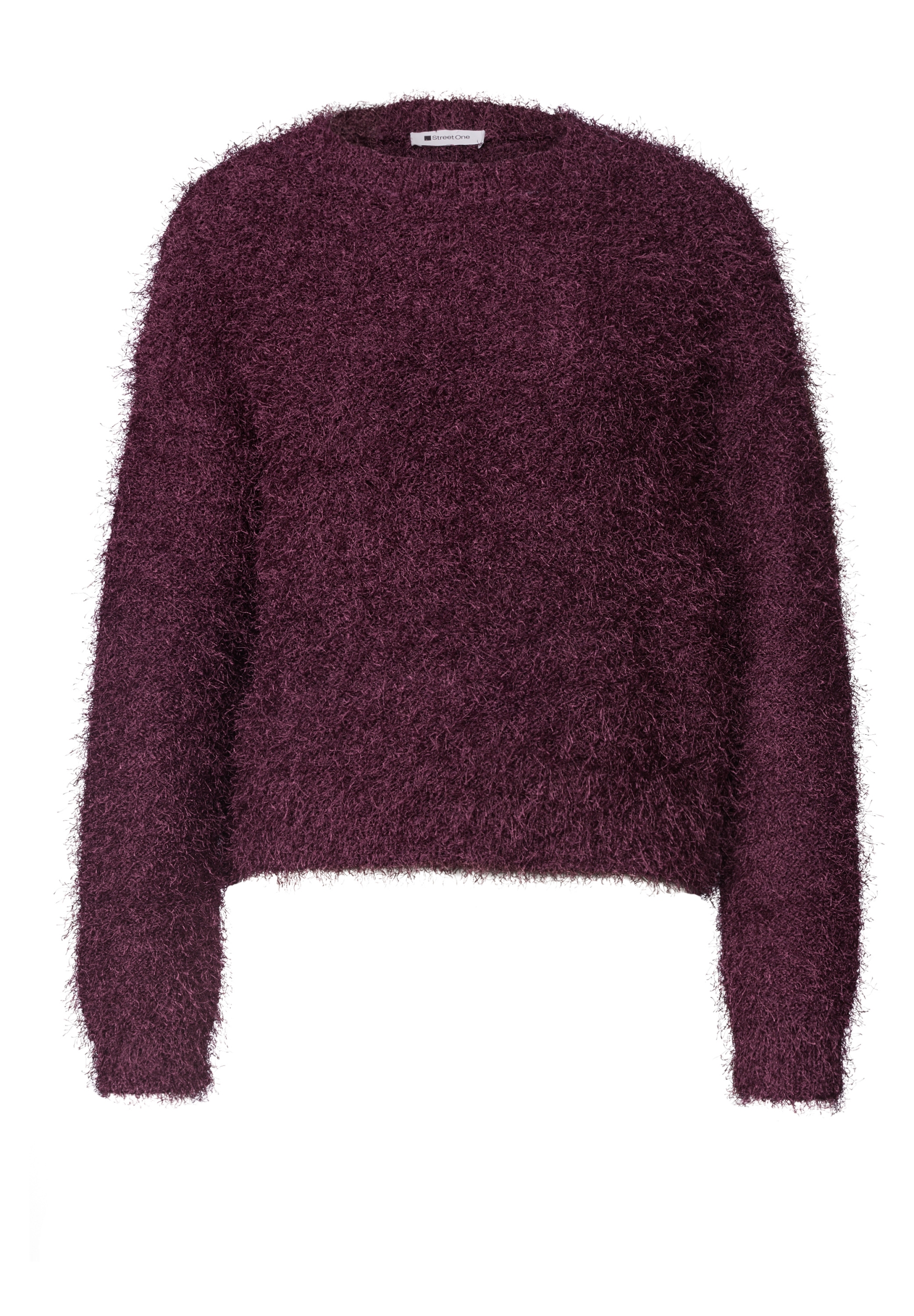 rounded neck fringe sweater #1