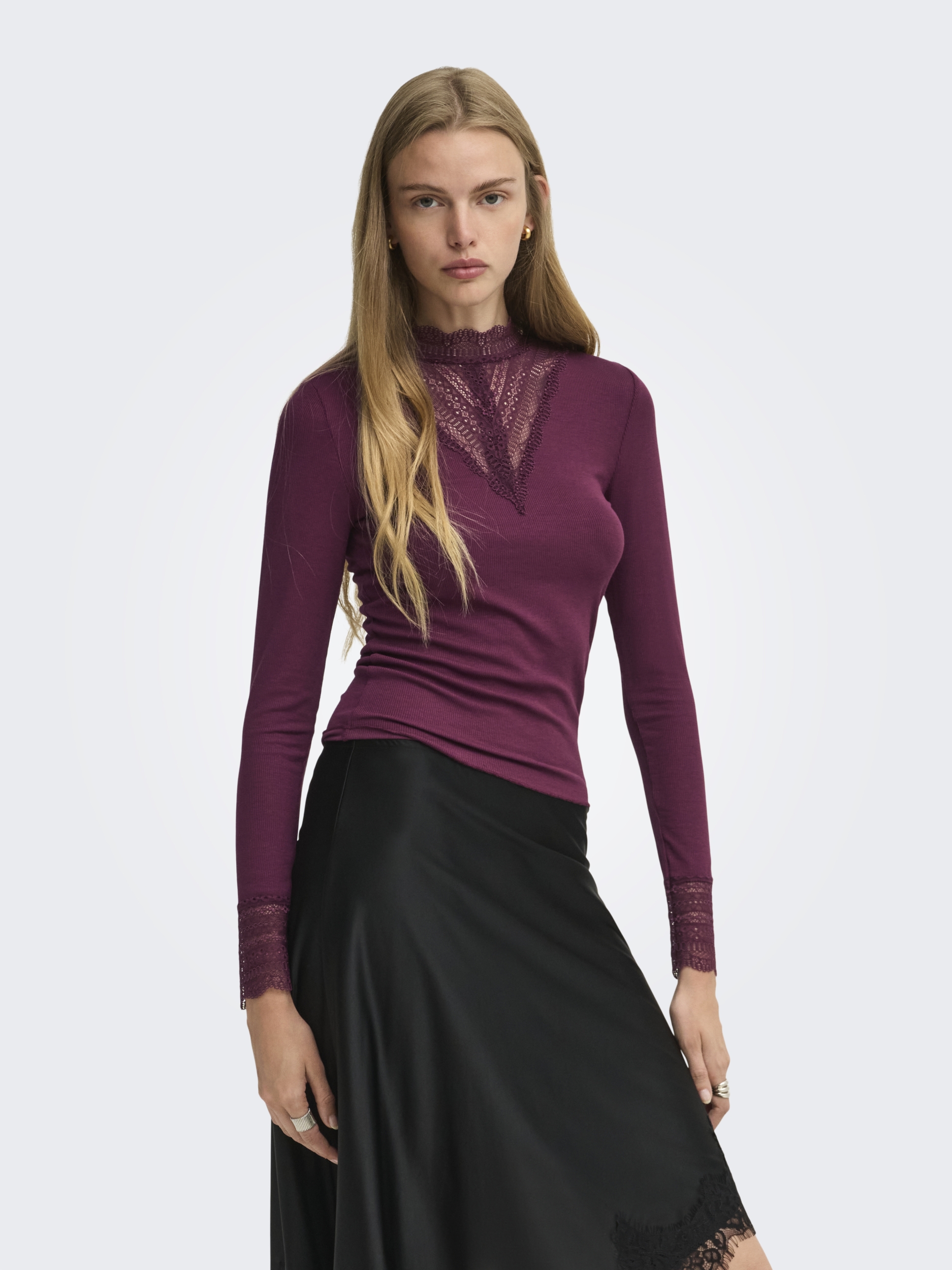 ONLTILDE L/S HIGH NECK LACE TOP JRS NOOS #4