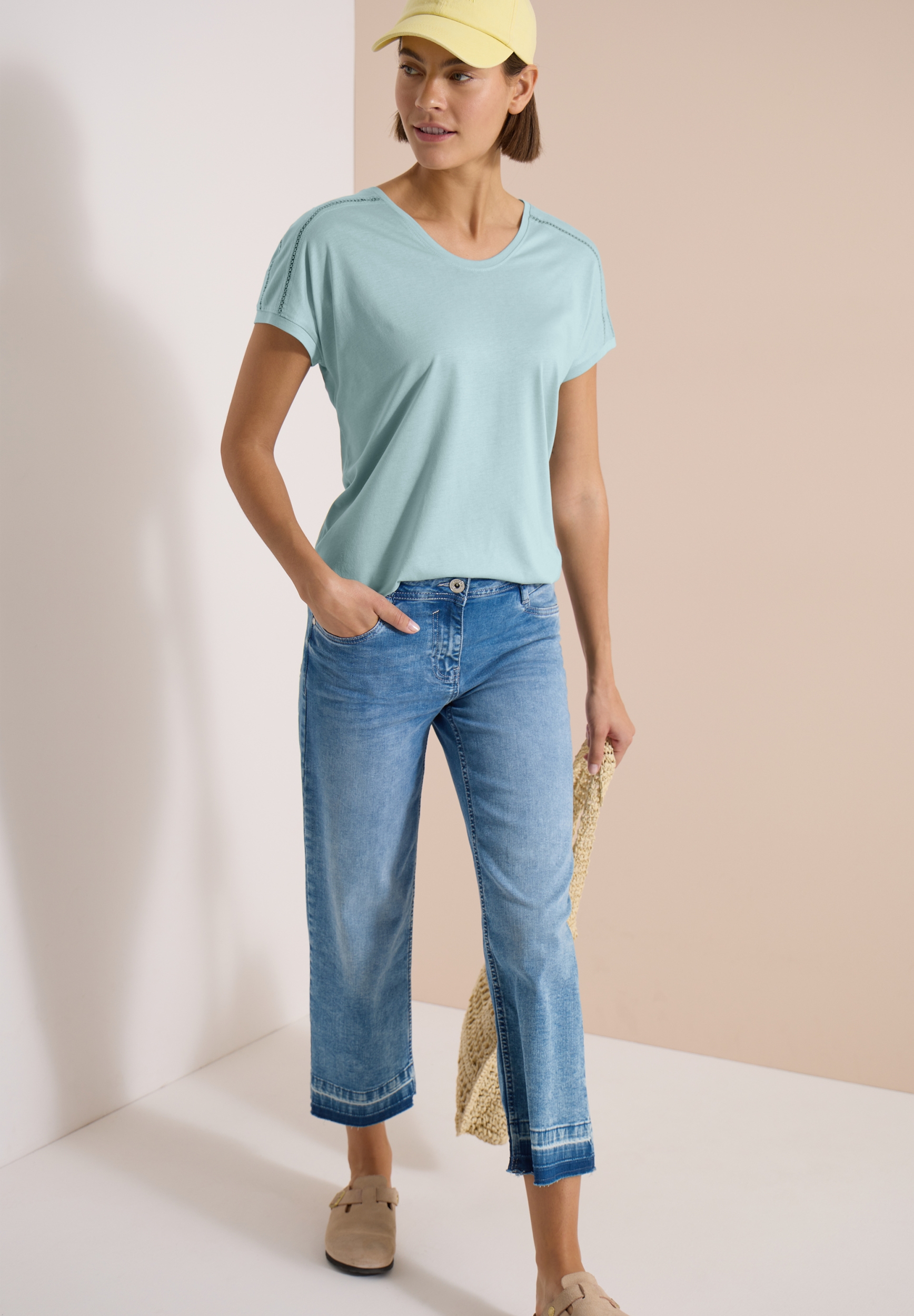 NOS Solid Lace Shoulder T-Shir #5