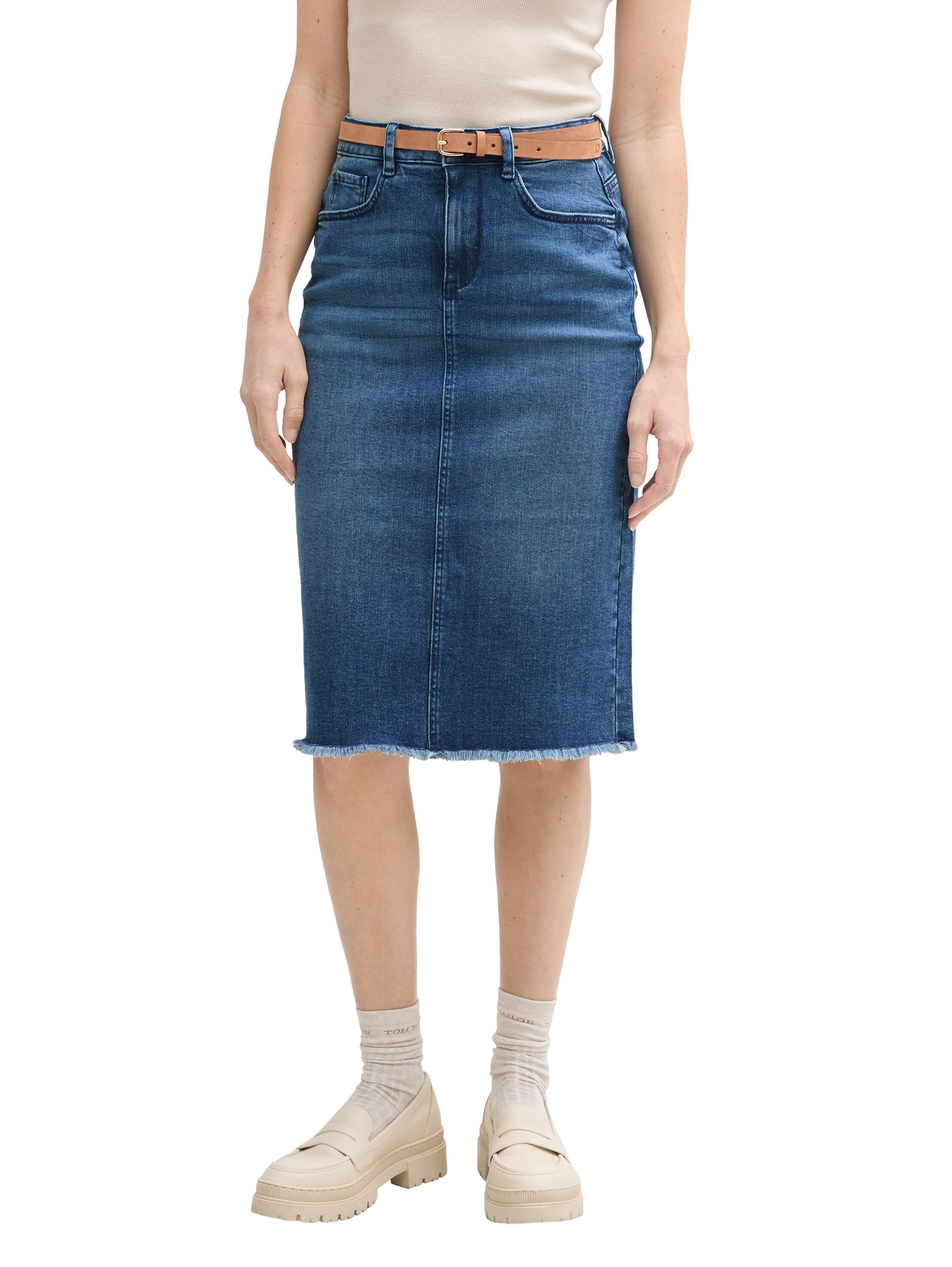 Midi-Jeansrock mit Schlitz