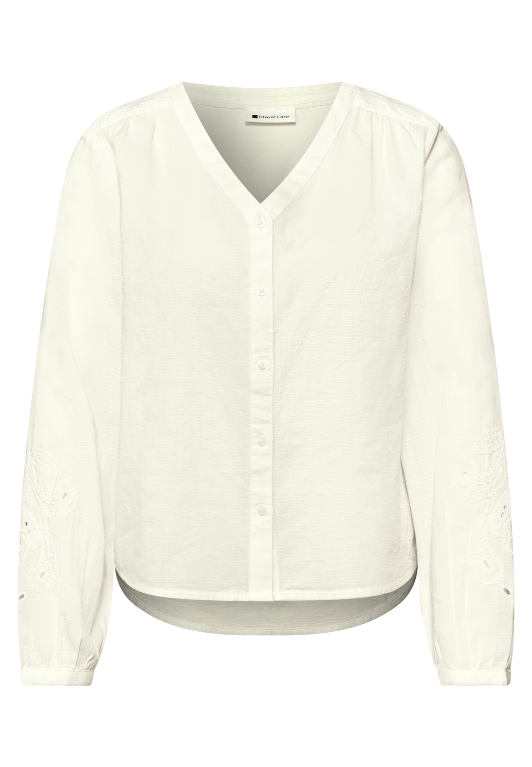 V-neck buttoned blouse w embro #1