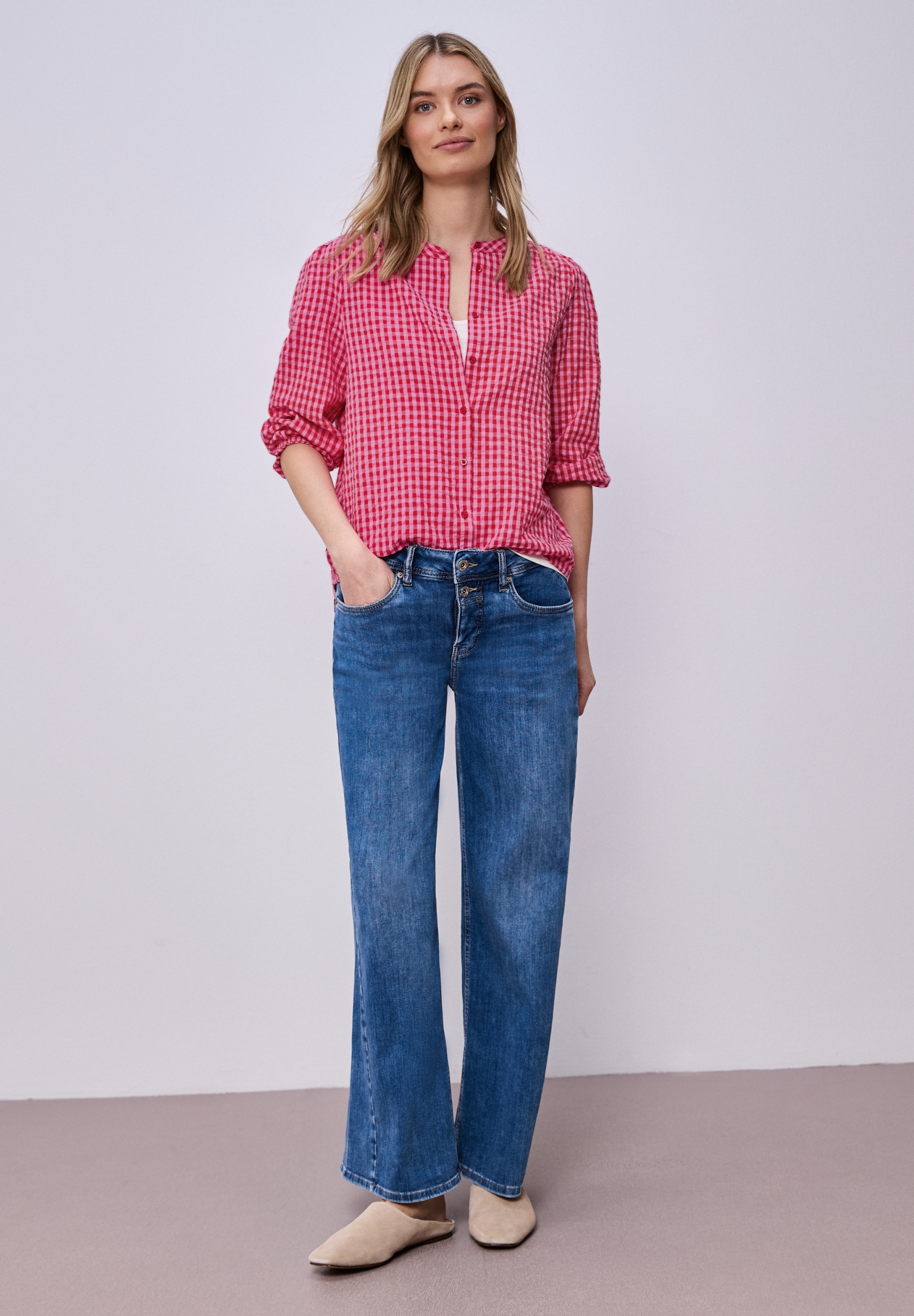 Vichy buttoned roundneck blous #5