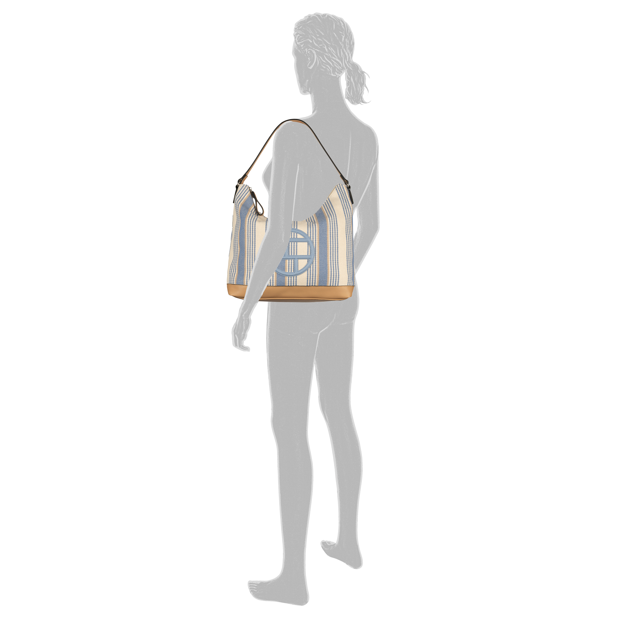 Gilda, Hobo Bag M, stripes blue #4