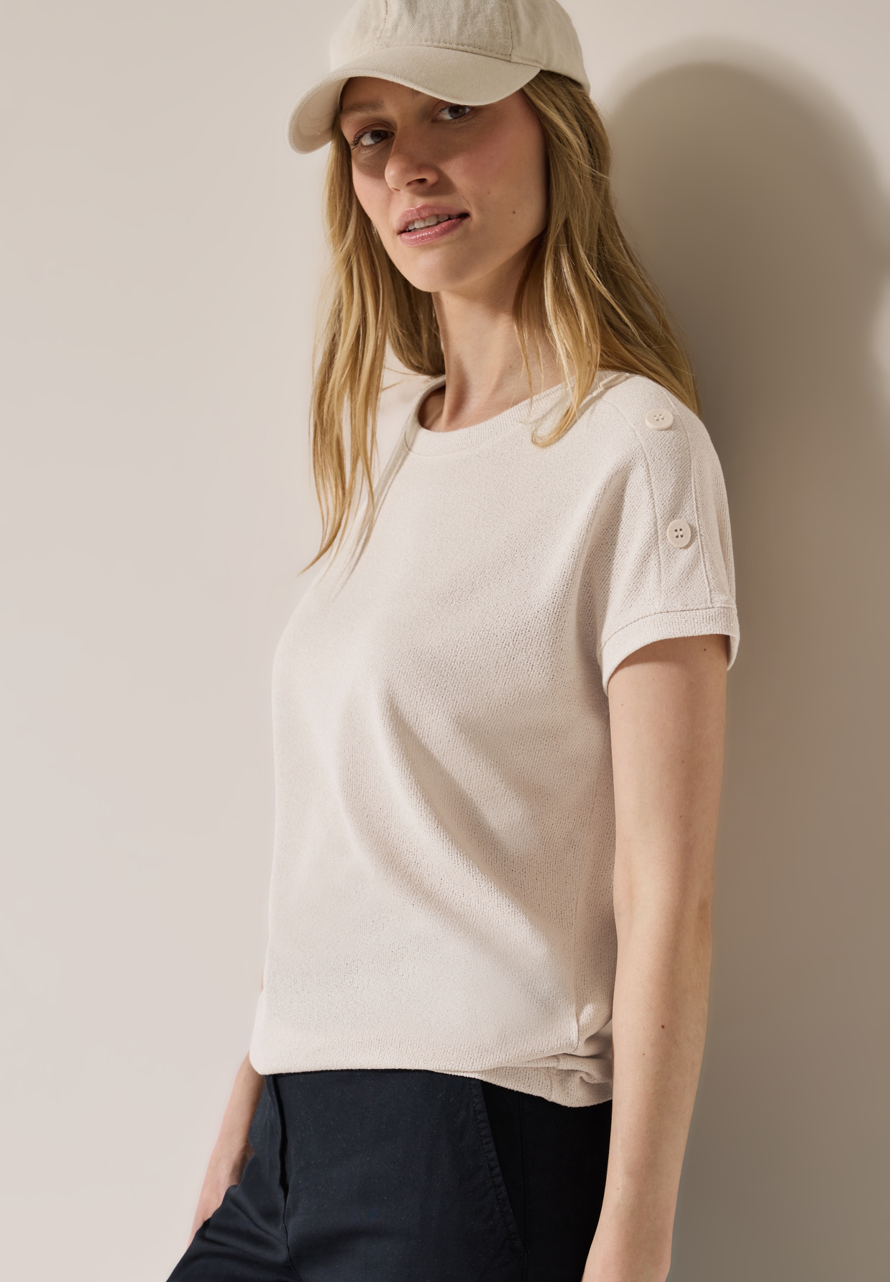 TOS Solid Crepe Button T-Shirt #5