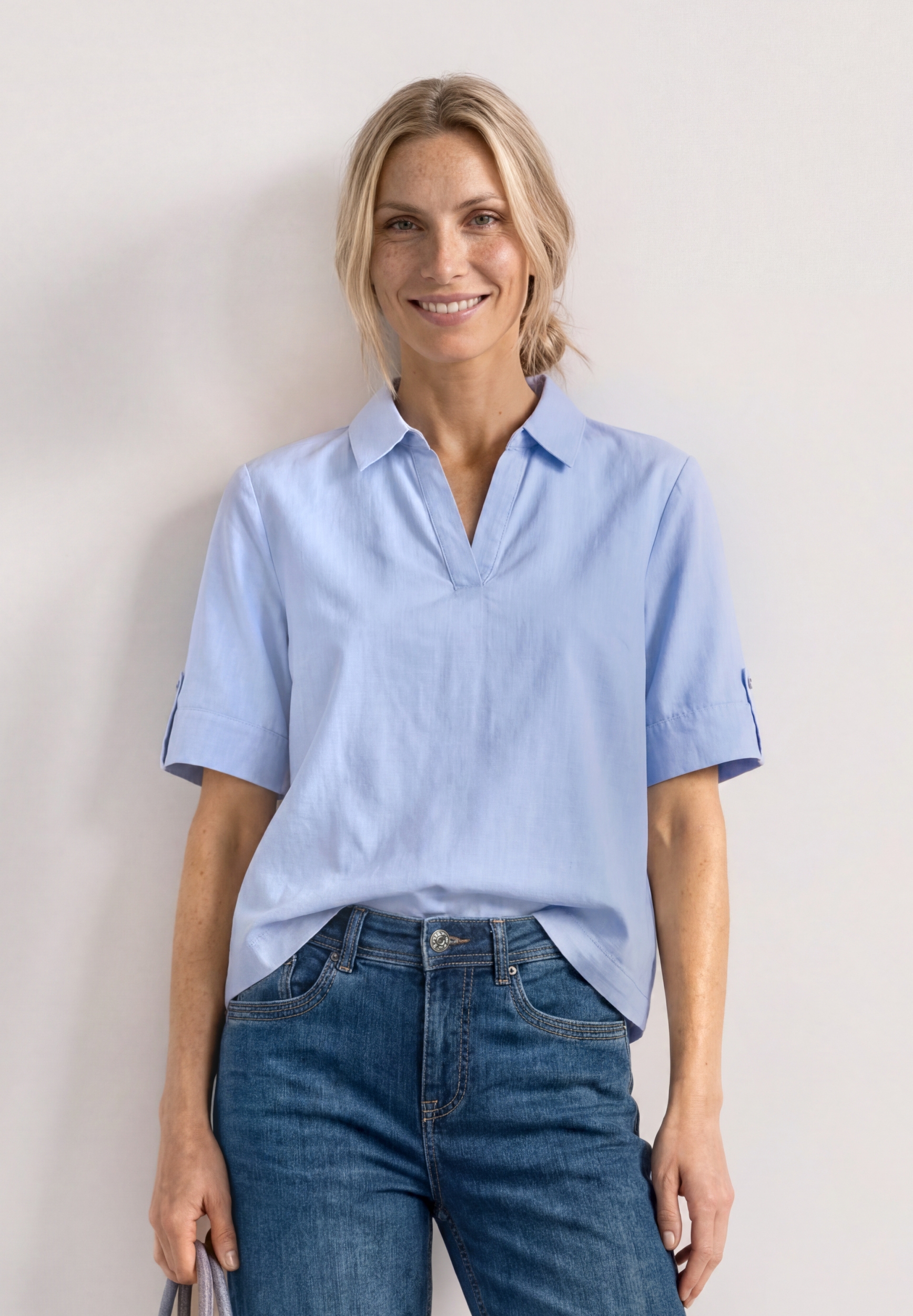 Chambray splitneck shirtcollar #3