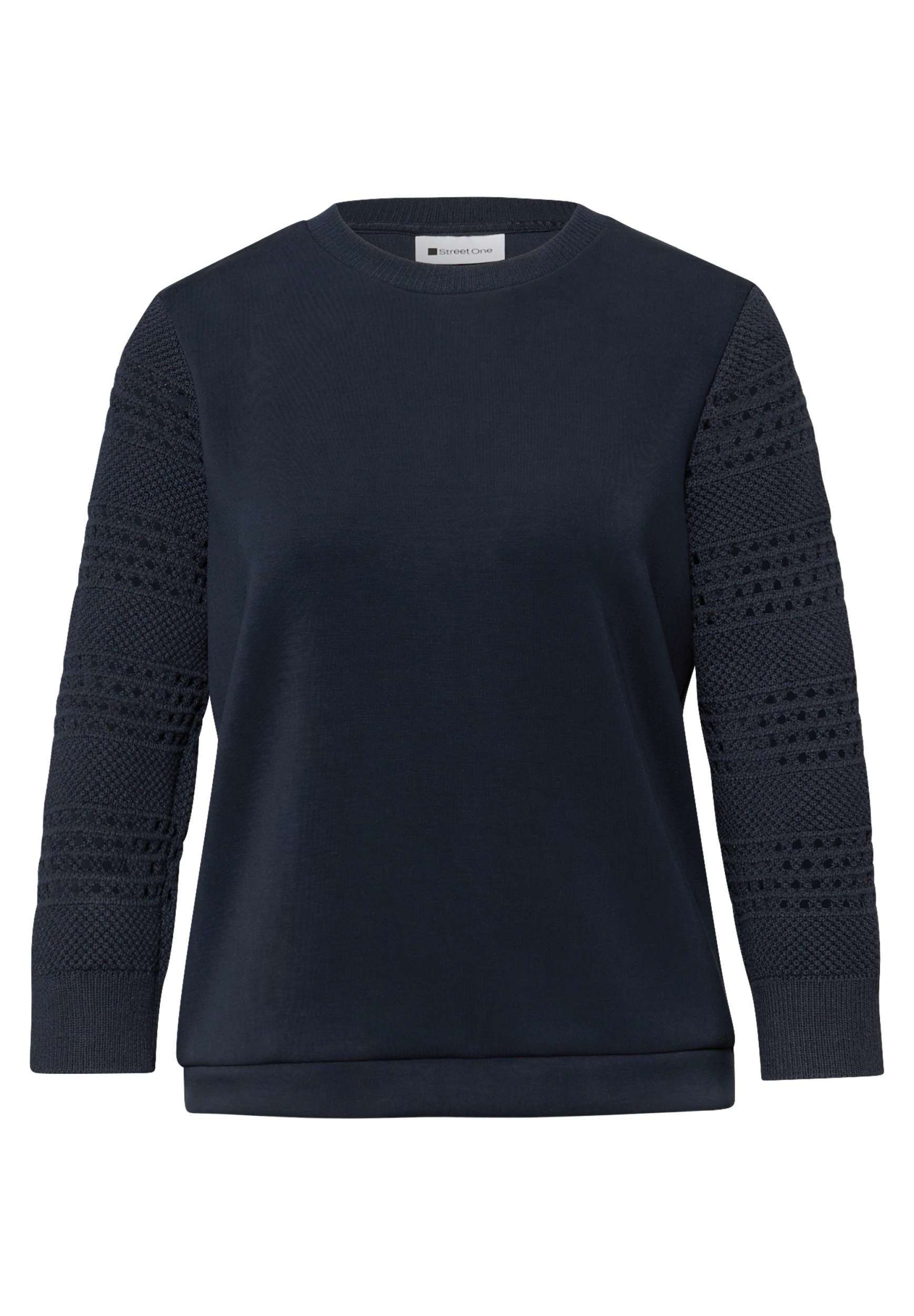 silk look shirt w.knit sleeves #1