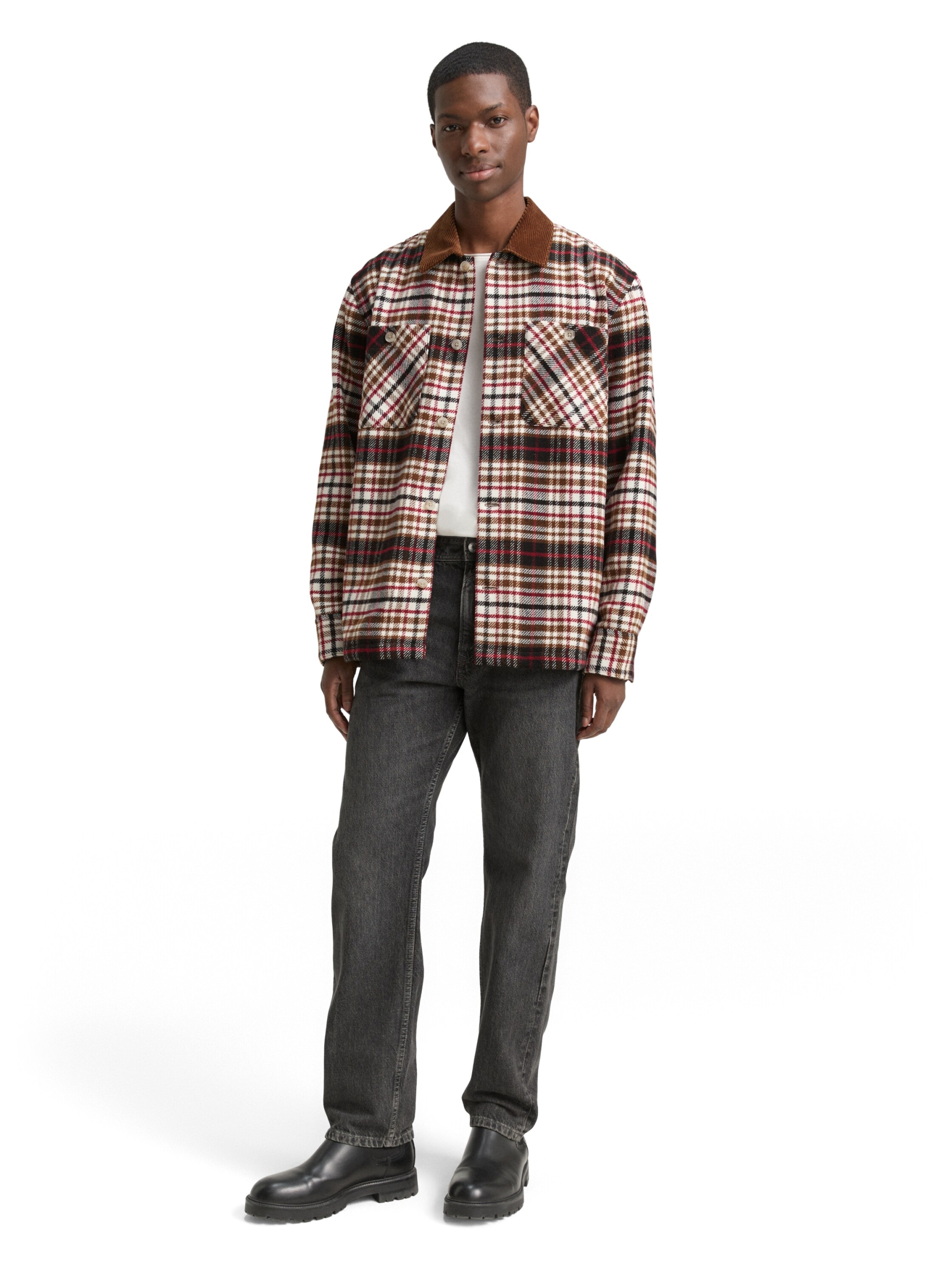 checked overshirt with contras #3