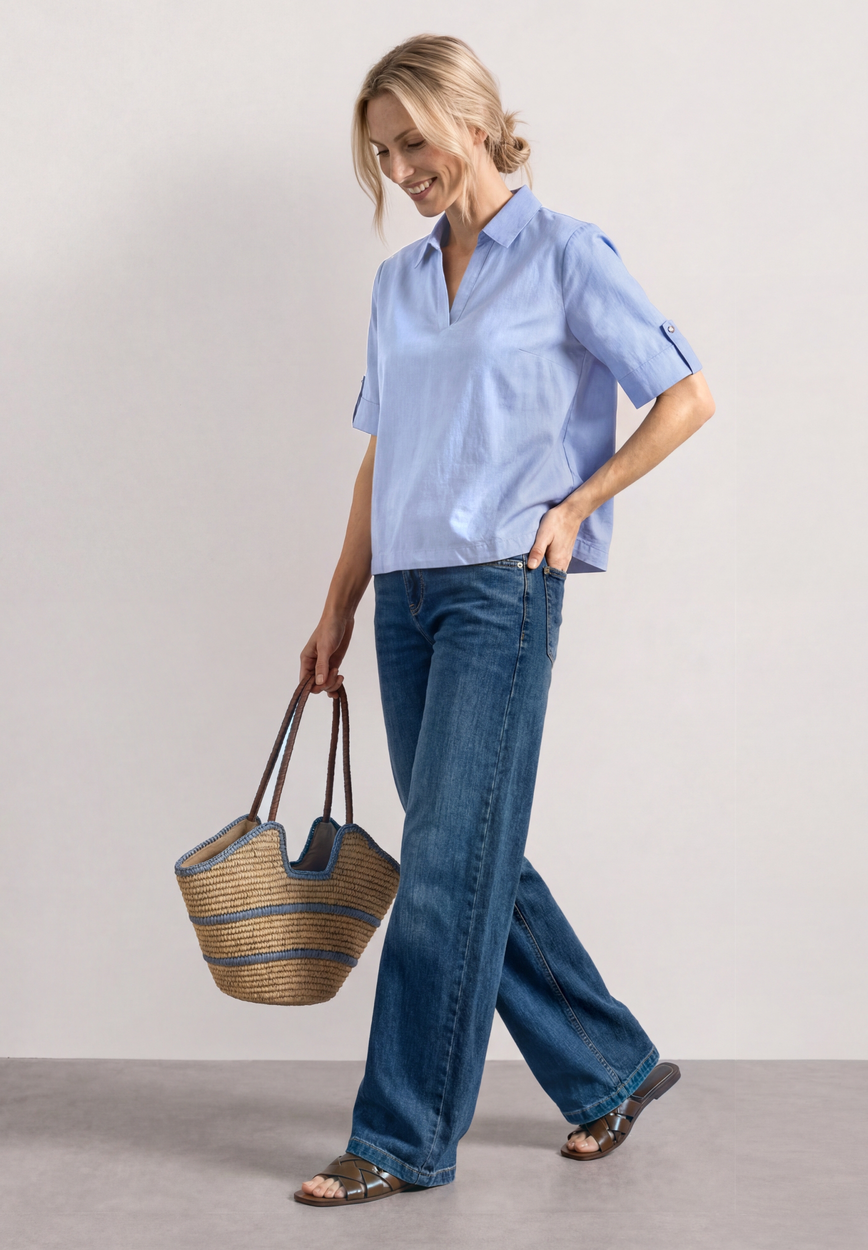 Chambray splitneck shirtcollar #5