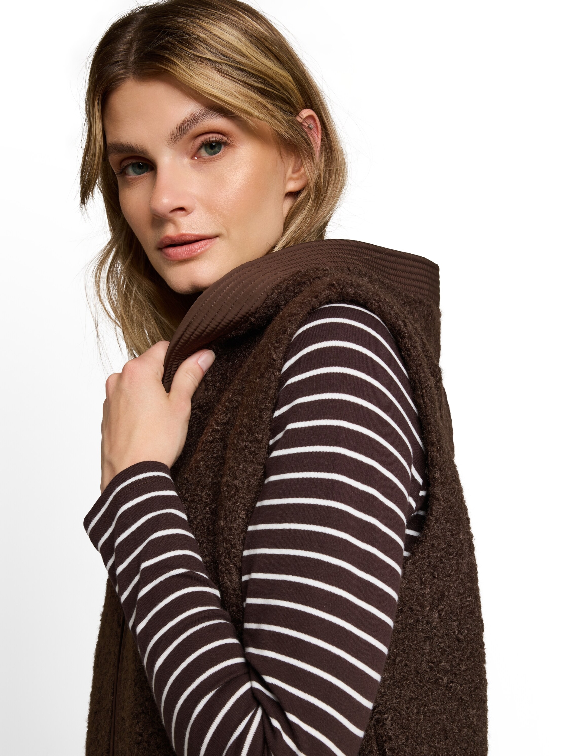 Sweatshirt long vest with hood #5