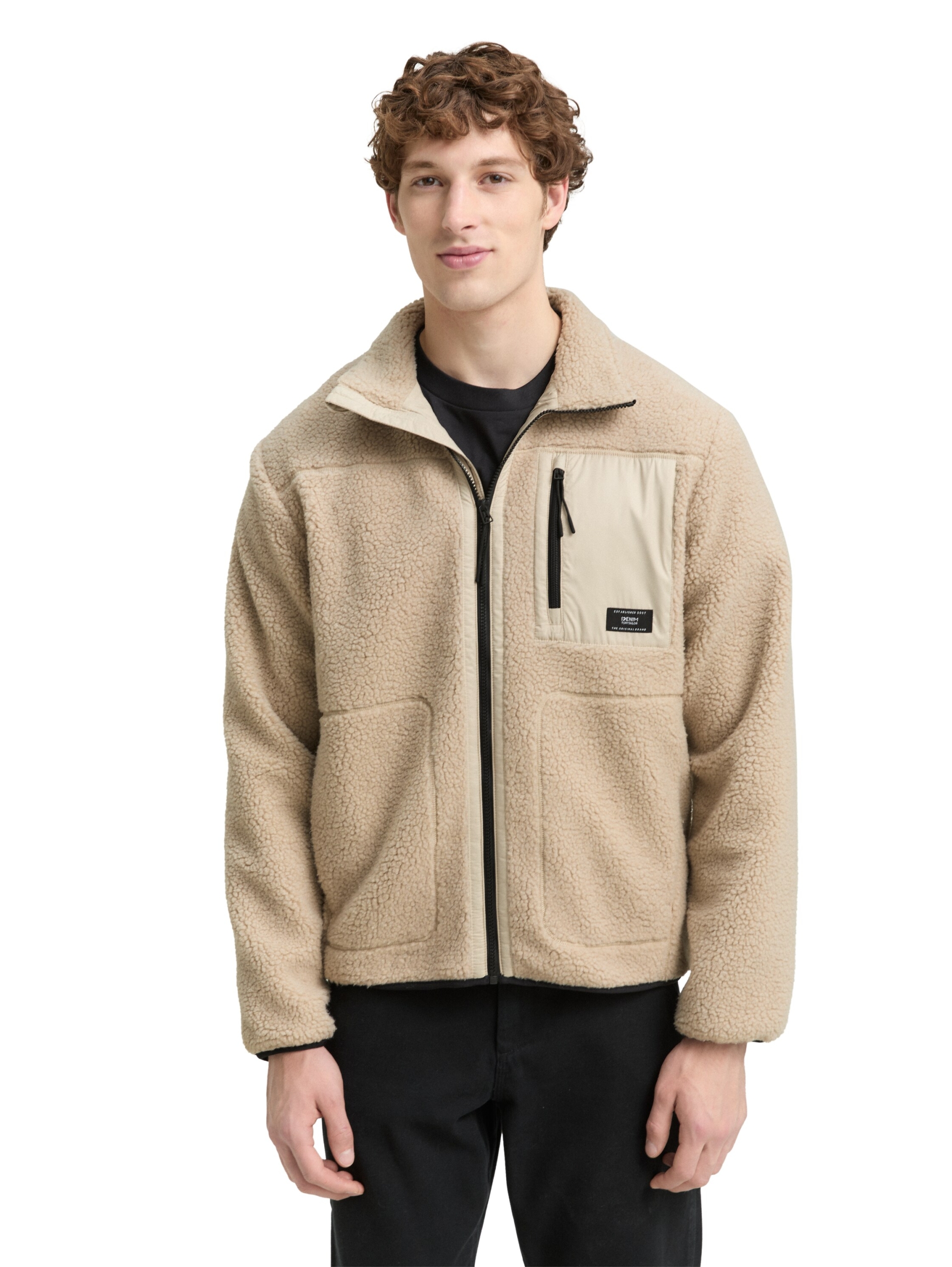 texture mix teddy jacket #5