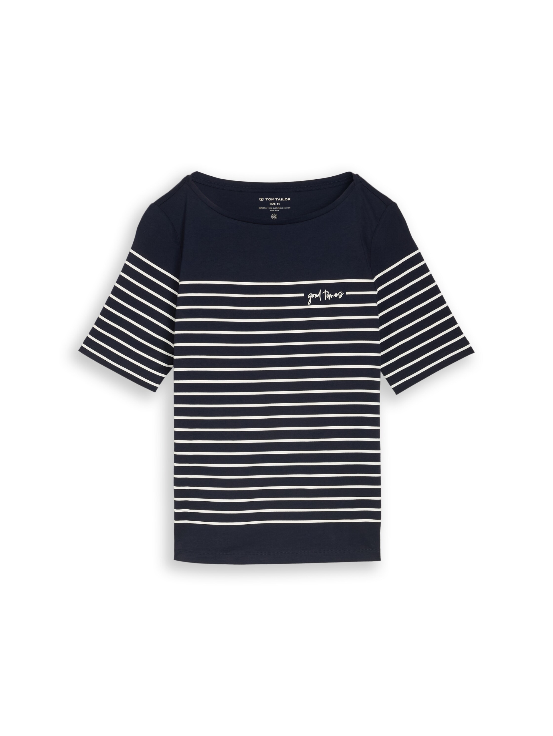 T-shirt placed stripe boat nec #1