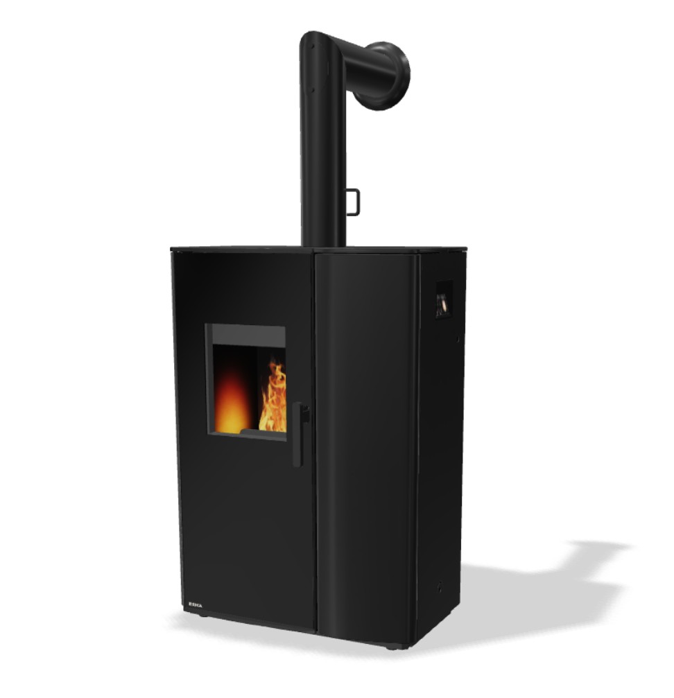 PARO mit Stahl Schwarz +  Deckel Rauchrohranschluss oben #1