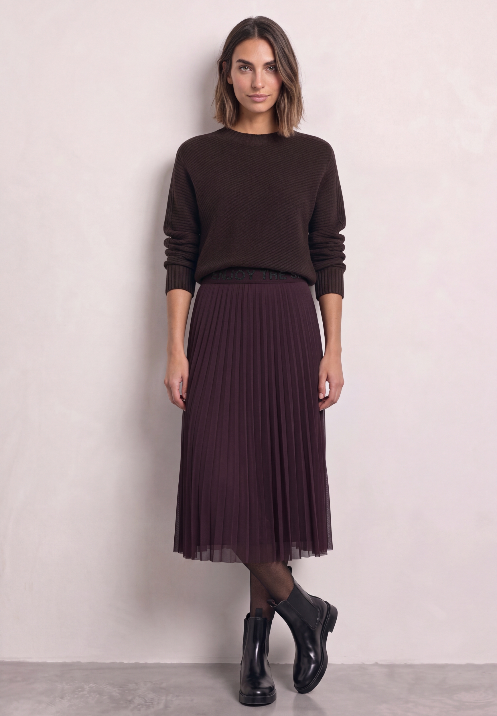 Mesh Plissée skirt_solid #5