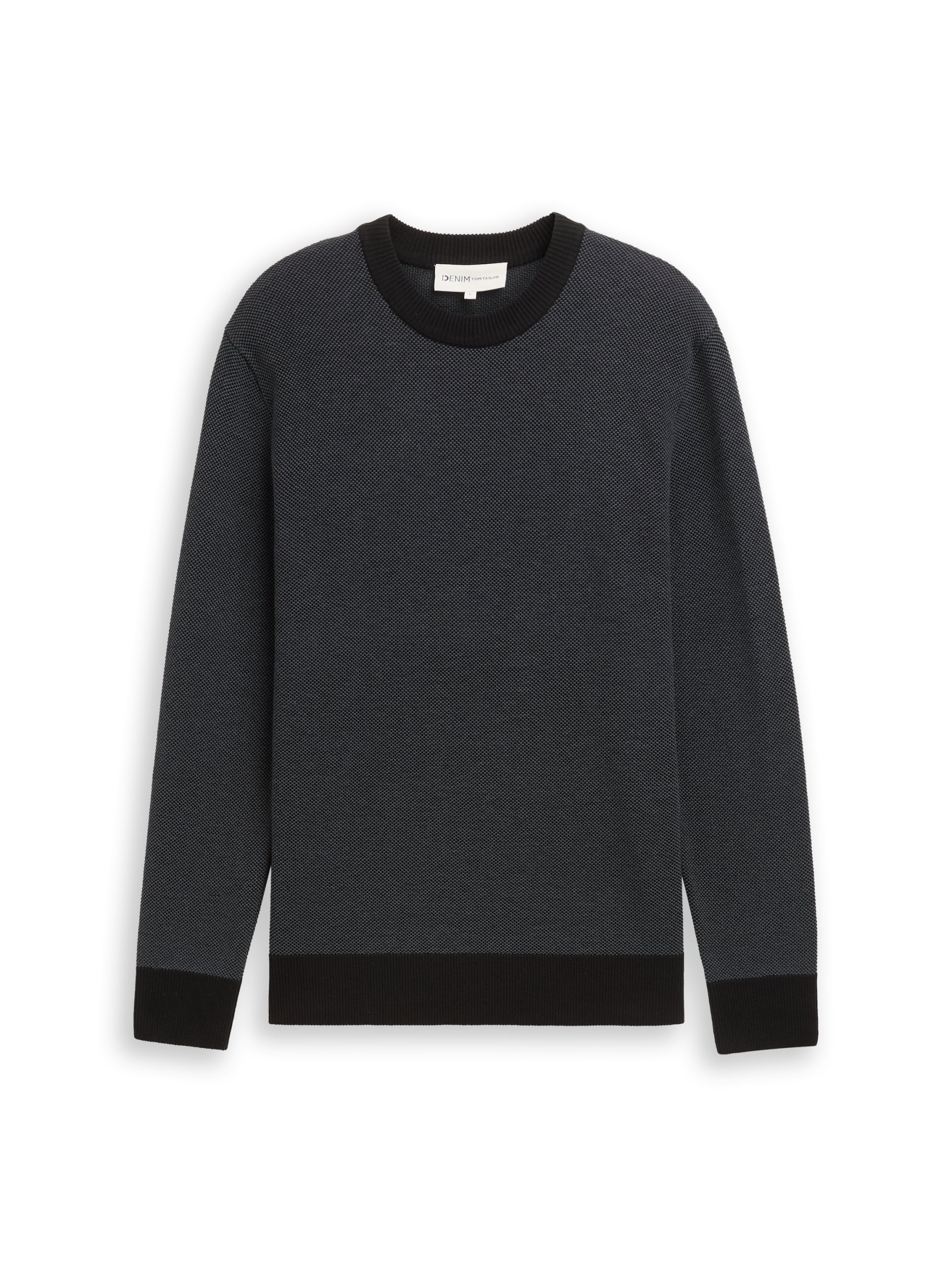 basic two tone crew neck knit #1