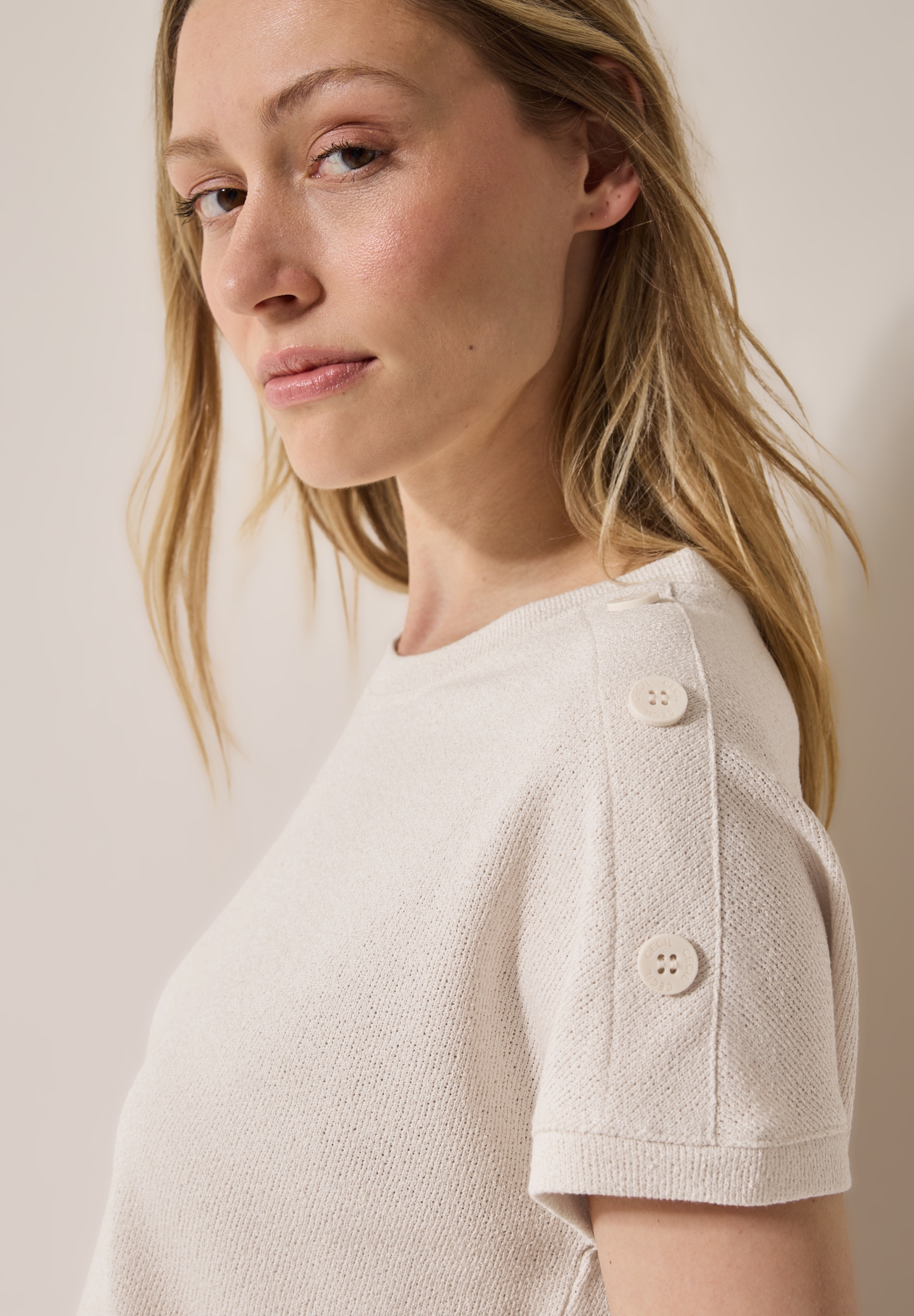 TOS Solid Crepe Button T-Shirt #6