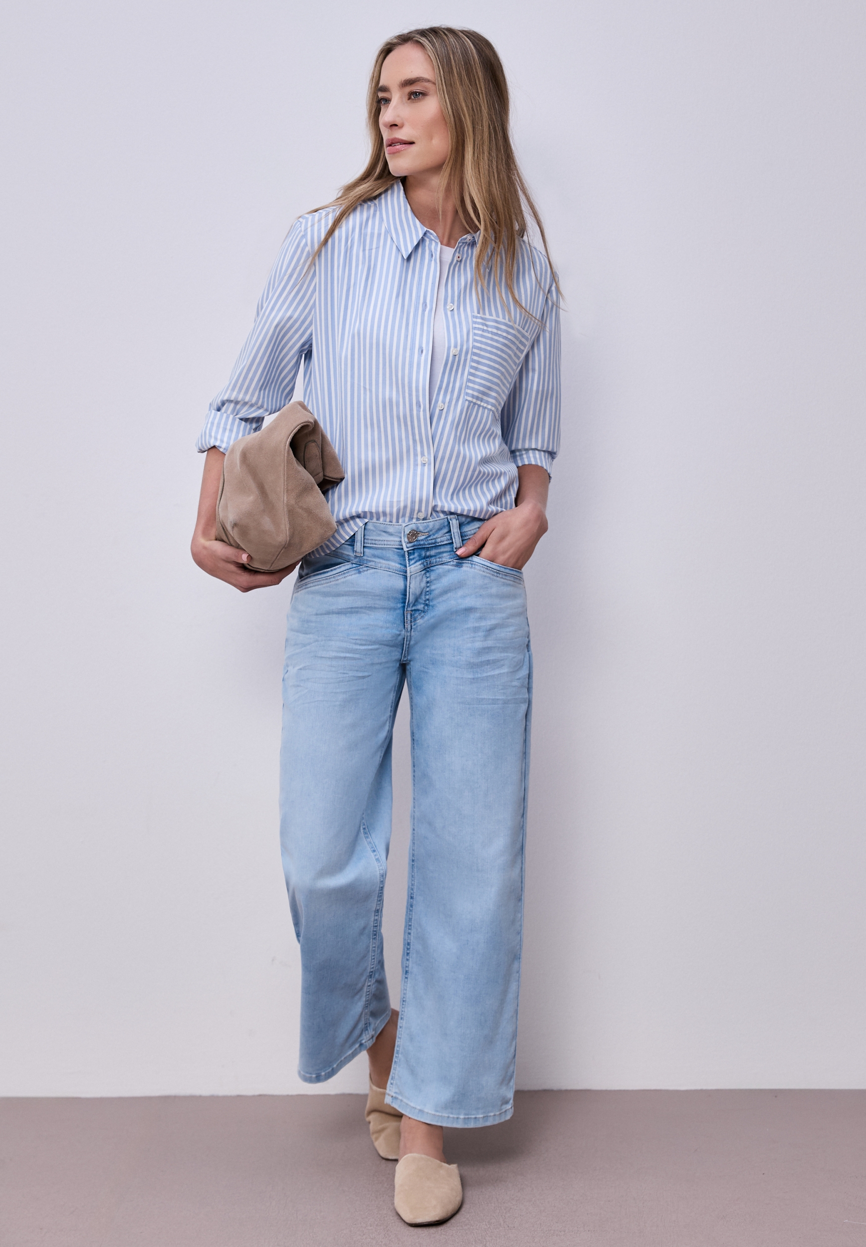 Striped shirtcollar blouse w b #5