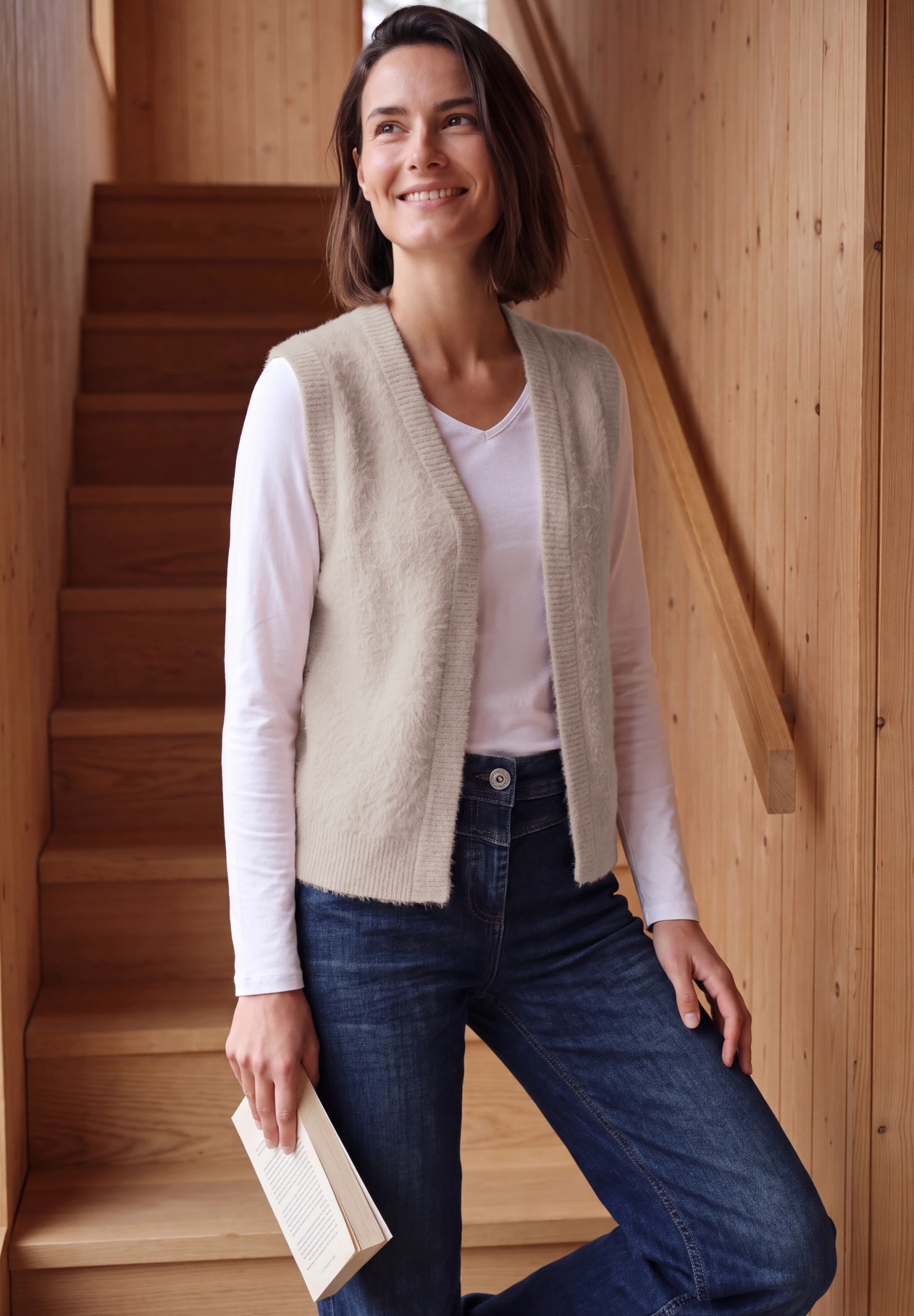 TOS open feather yarn vest #4