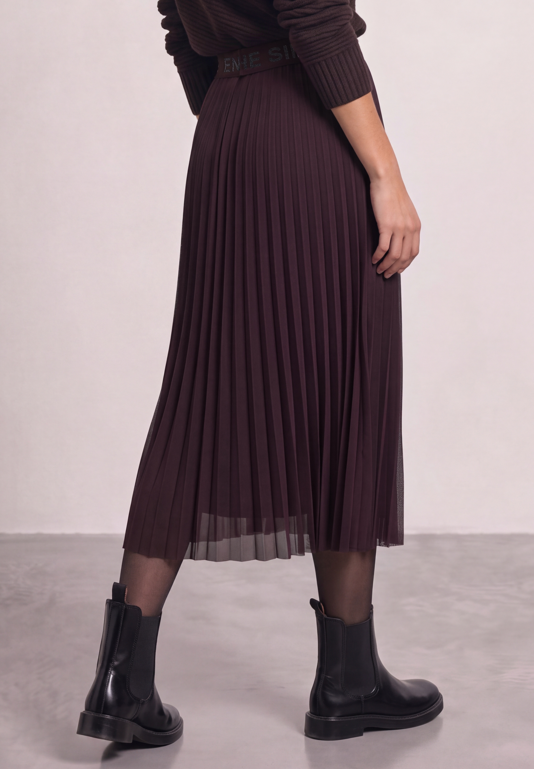 Mesh Plissée skirt_solid #4