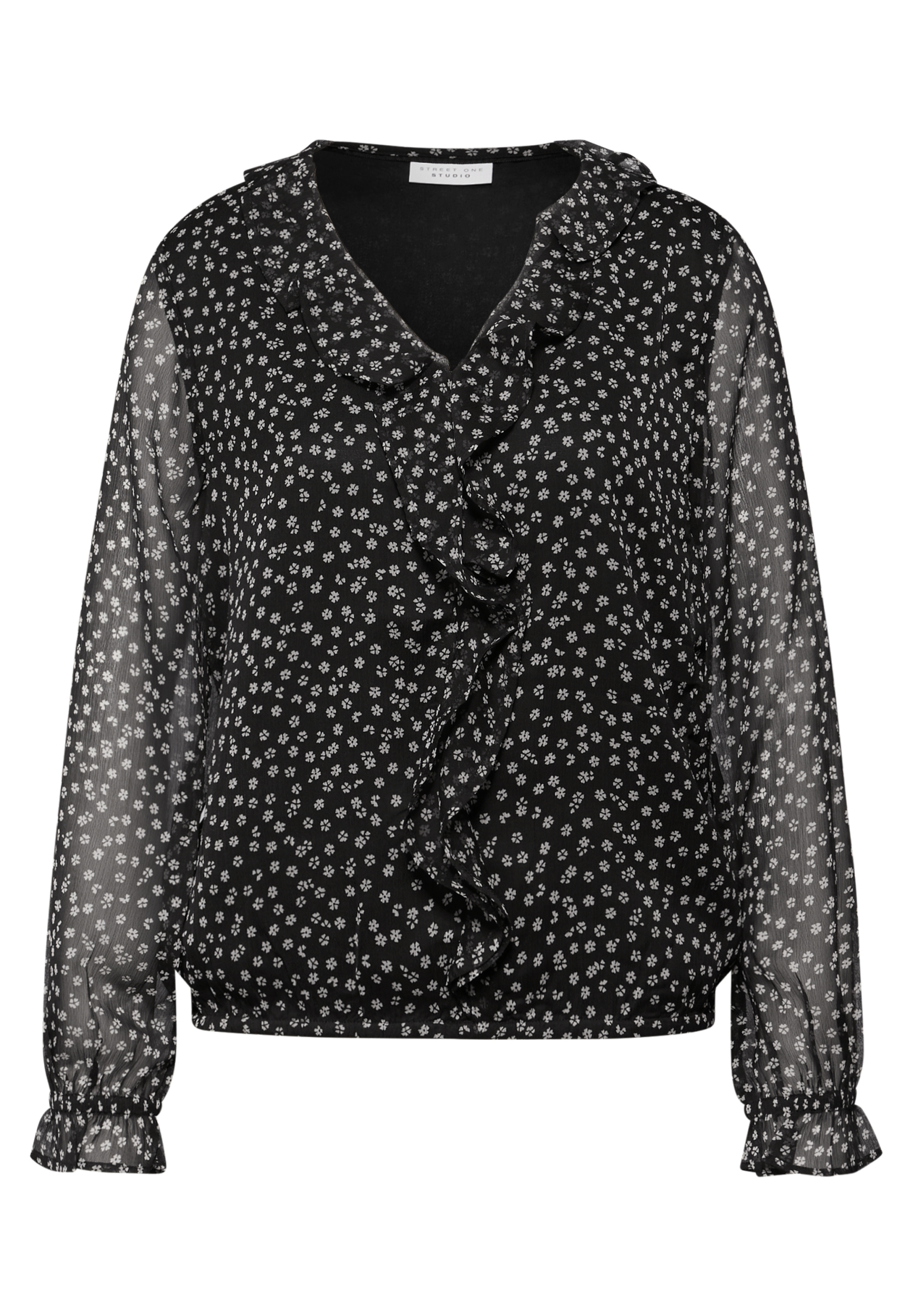 Chiffon v-neck blouse w volant #1