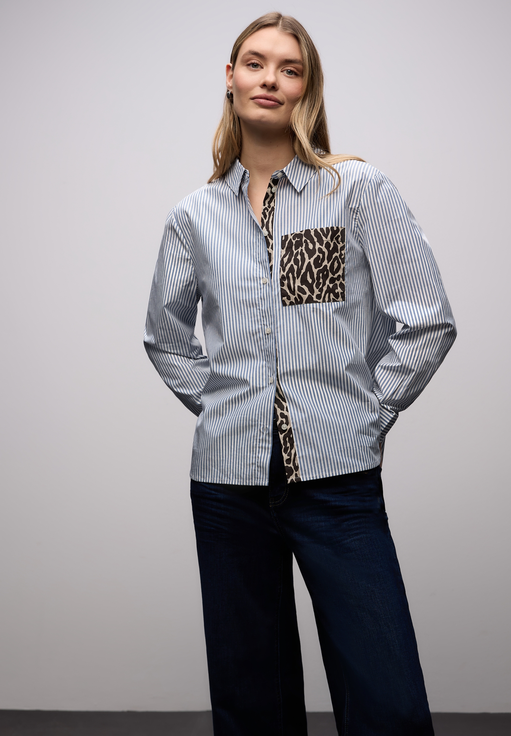 Striped shirtcollar blouse w p #6