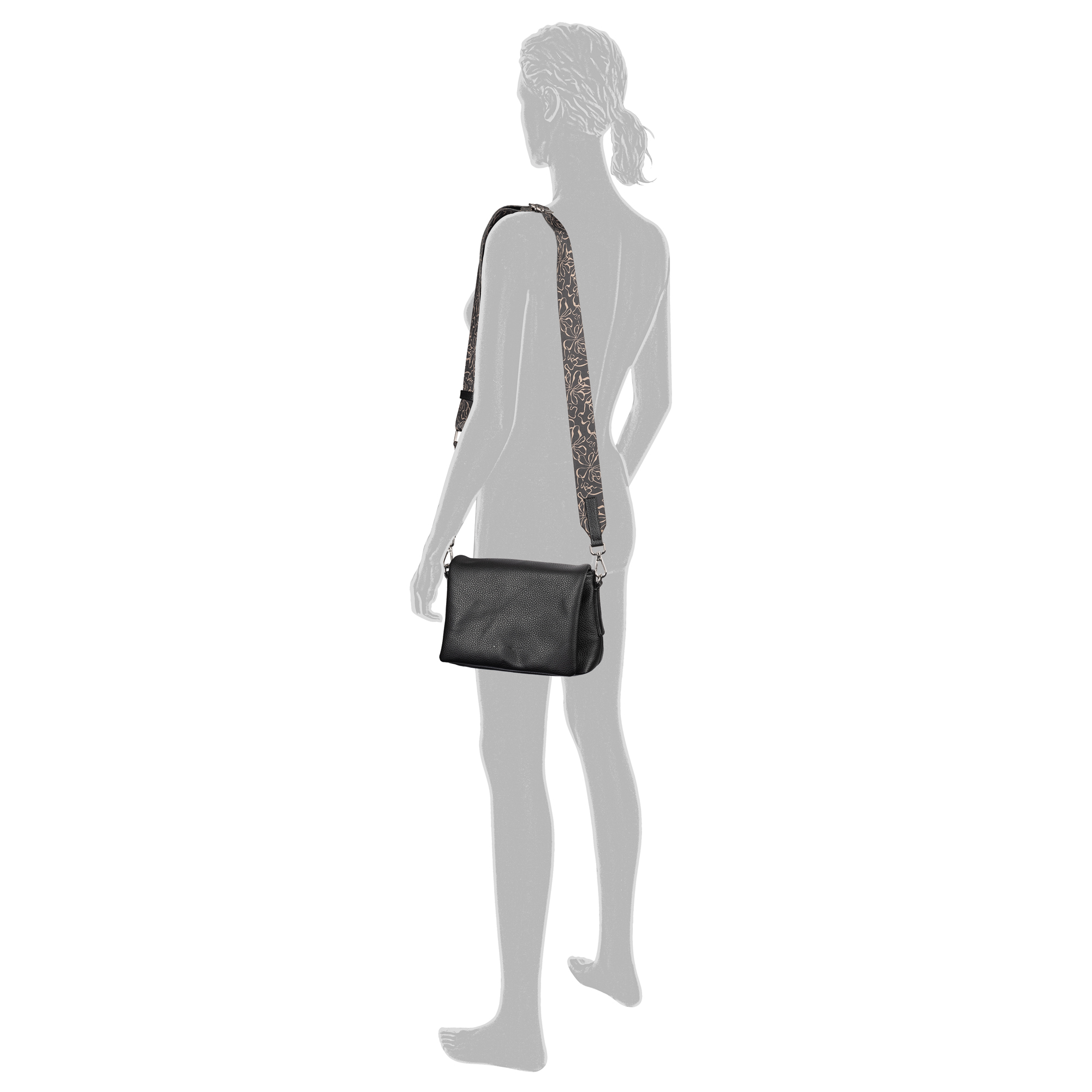Orla, Flap bag S no zip, black #4