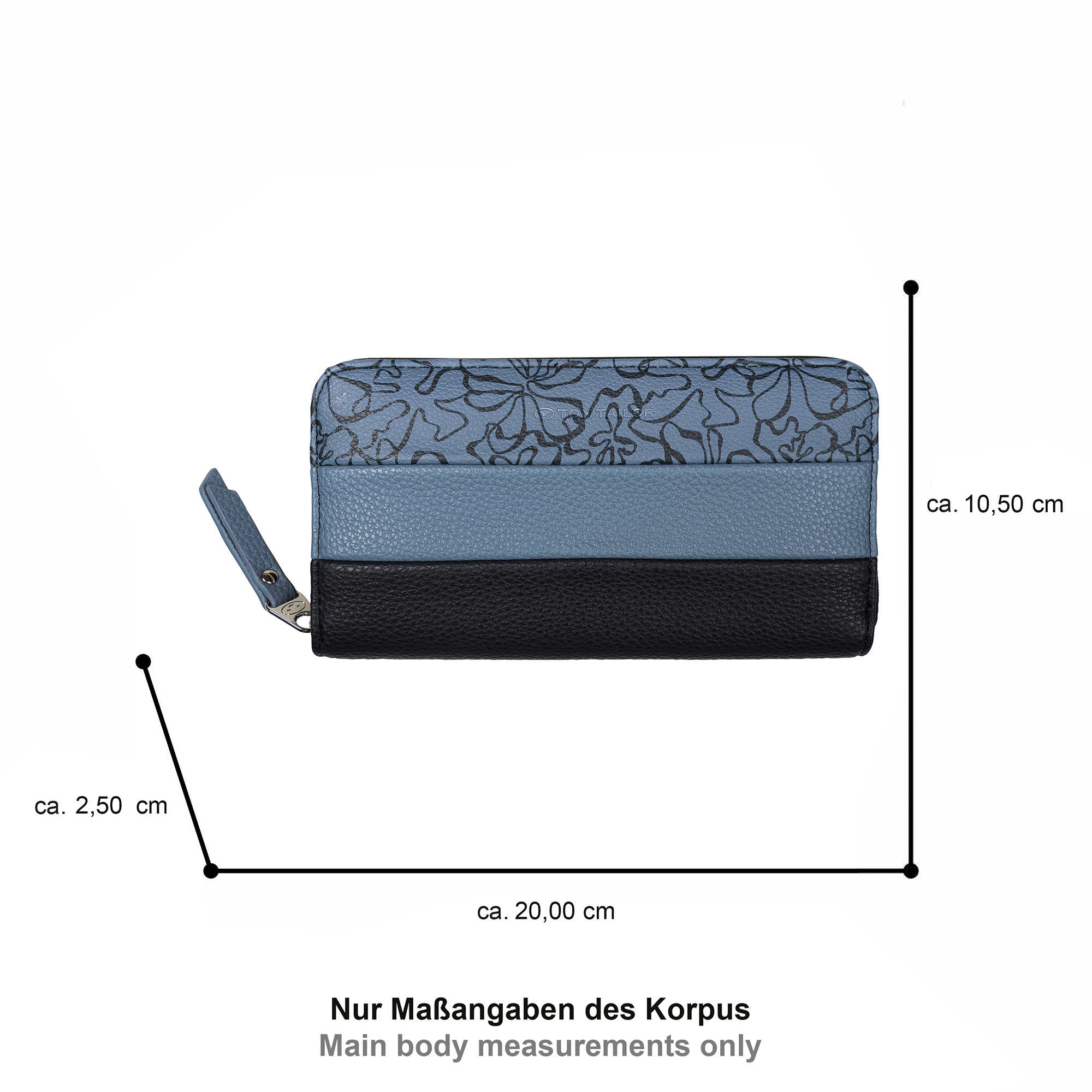 Ellen, Long zip wallet, flower blue #5