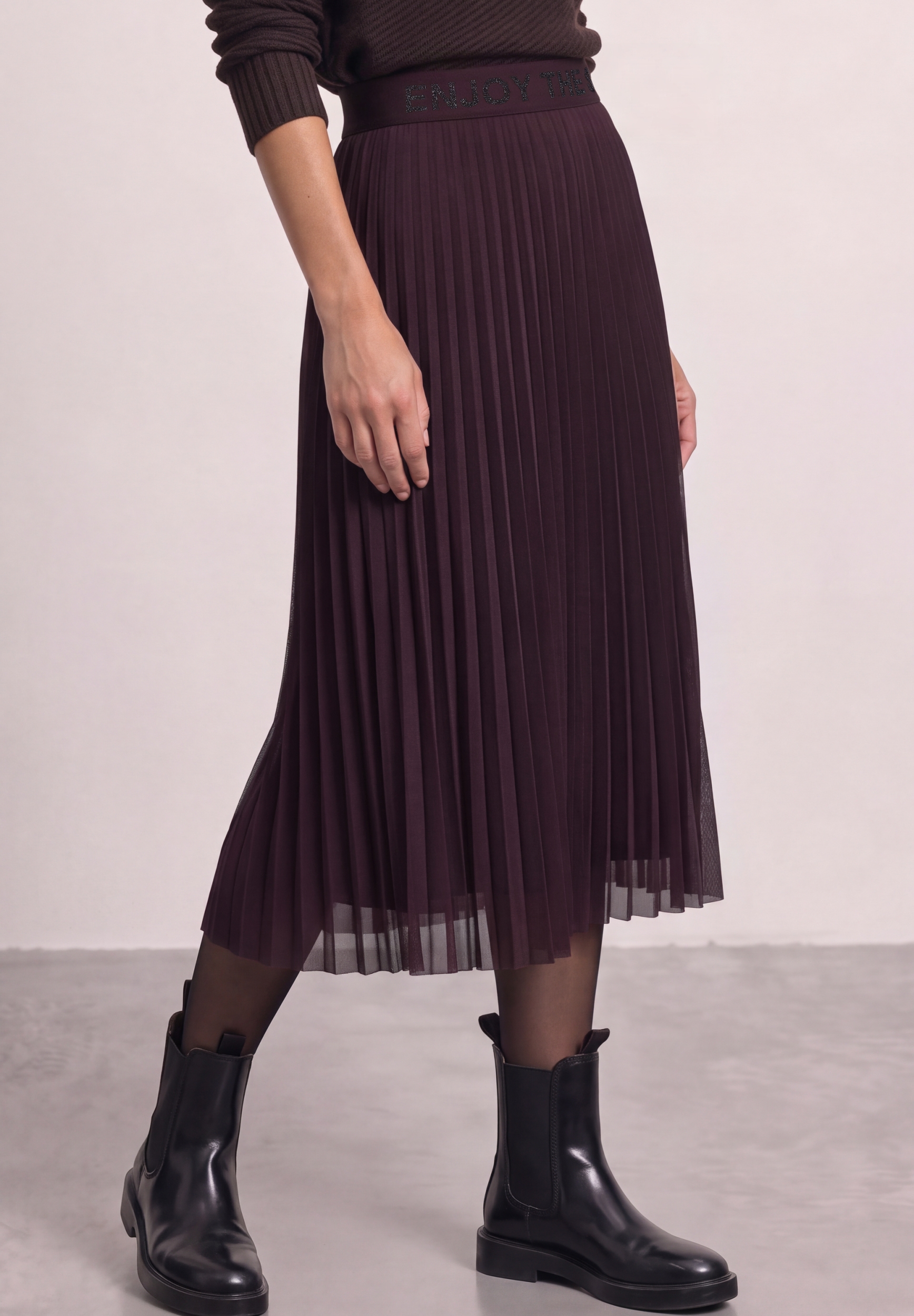 Mesh Plissée skirt_solid #3