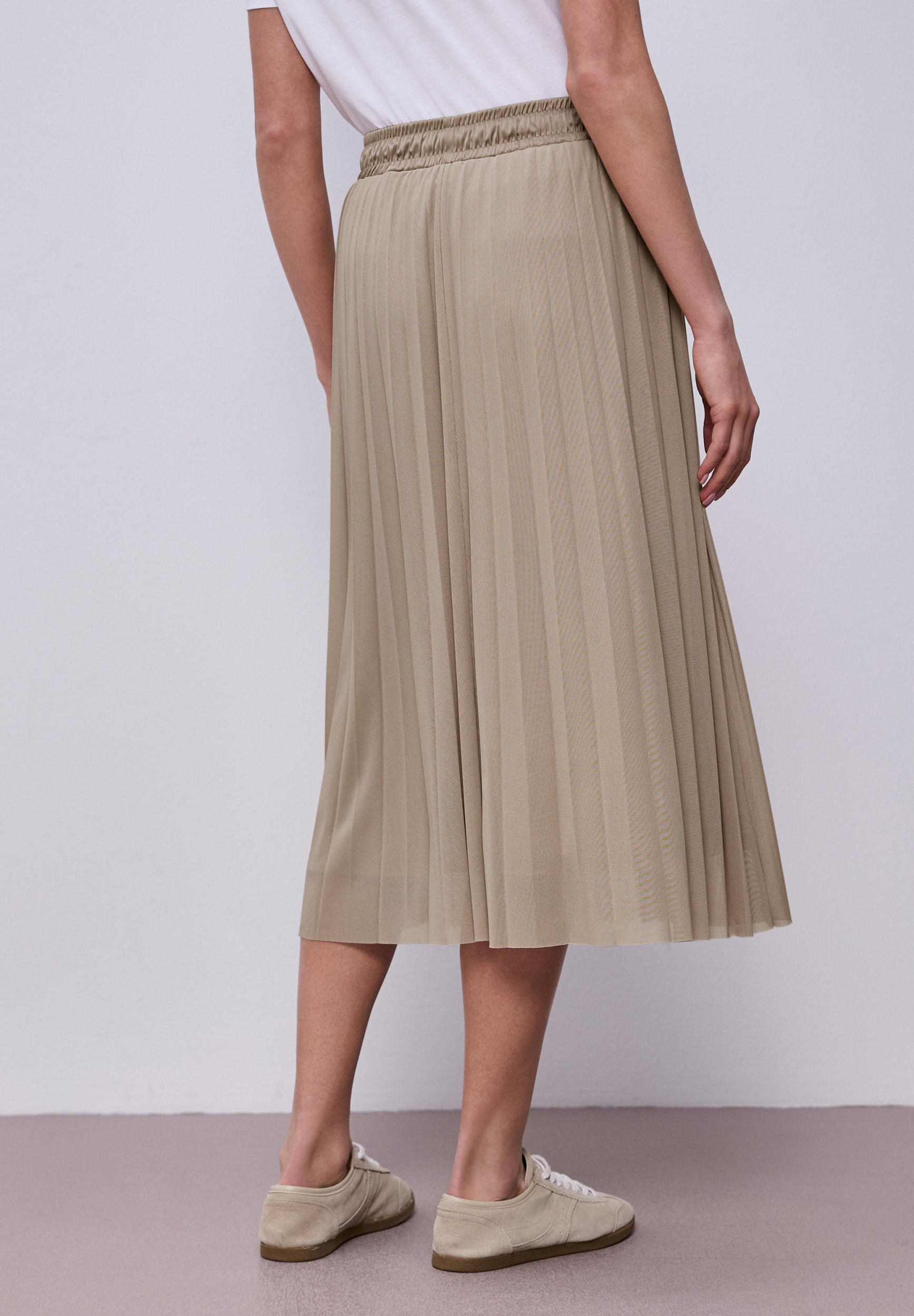 Mesh Plissée jog skirt_solid #4