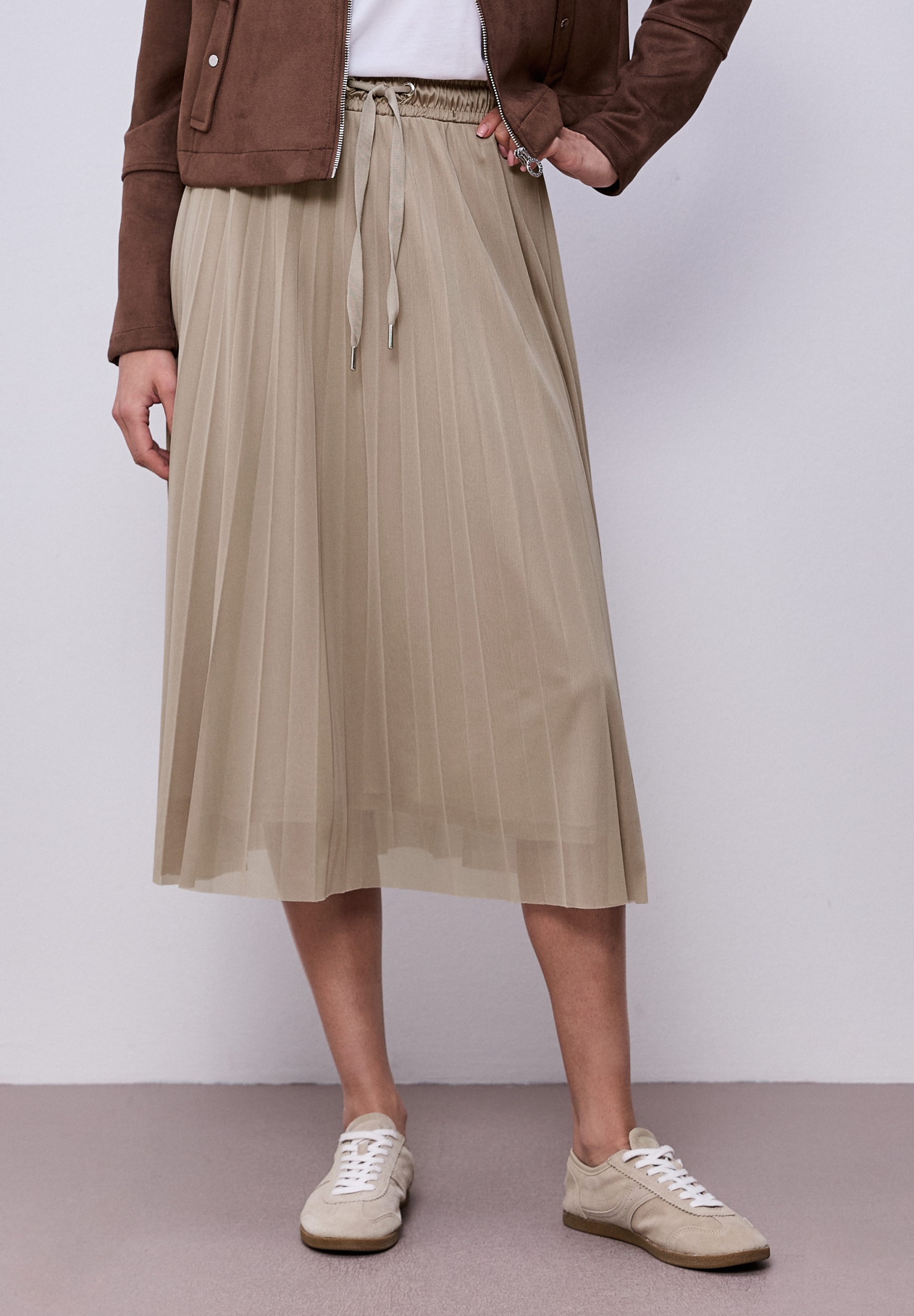 Mesh Plissée jog skirt_solid #3