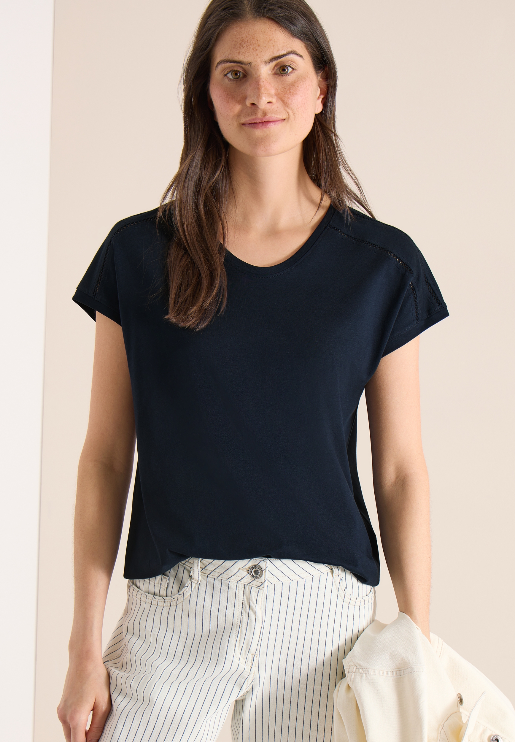 NOS Solid Lace Shoulder T-Shir #3