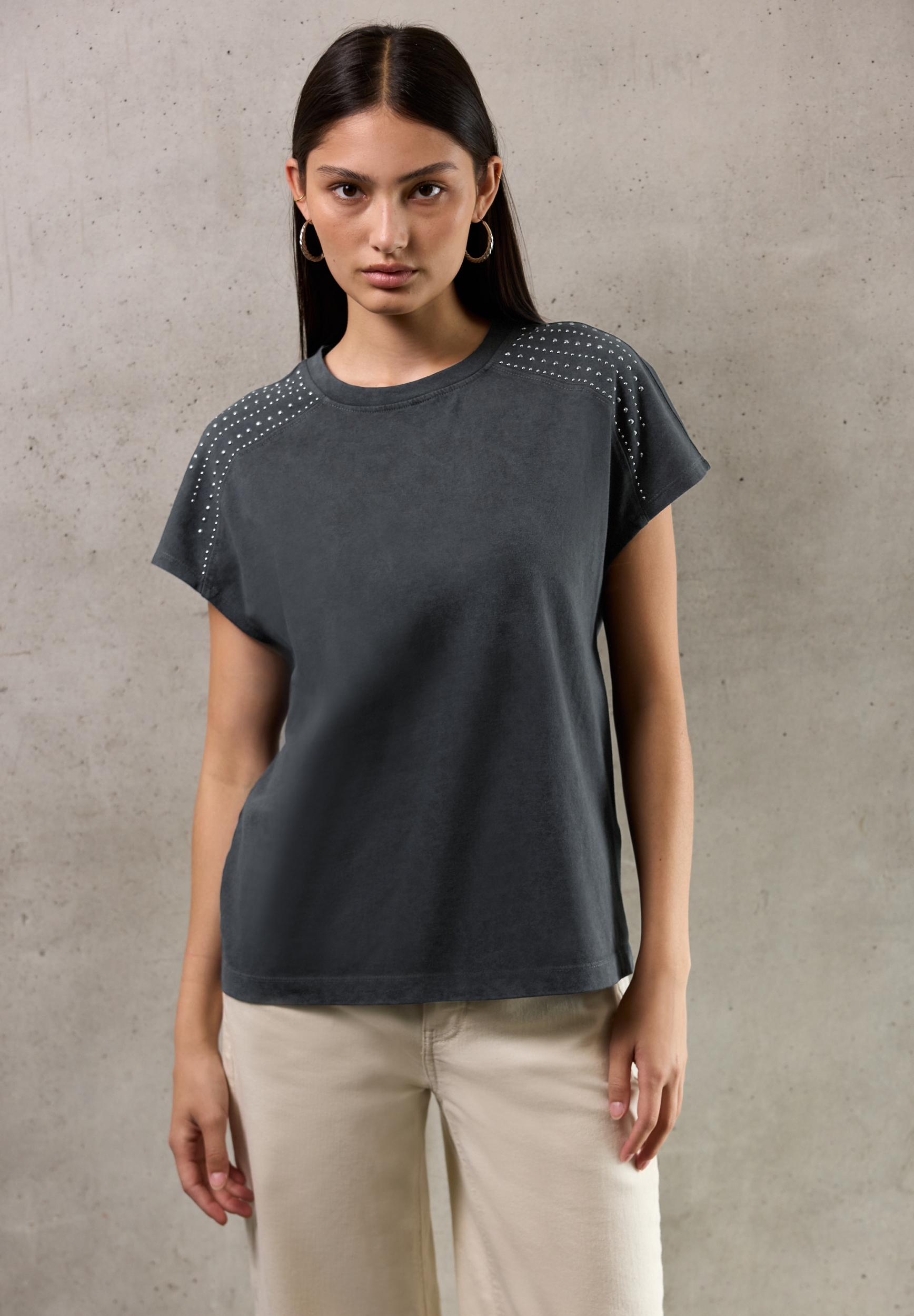 washed shirt w.stone shoulder #7