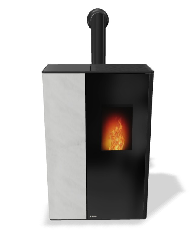 RIKA-Pelletofen SONO, RAO, Stein weiss, Korpus schwarz #1