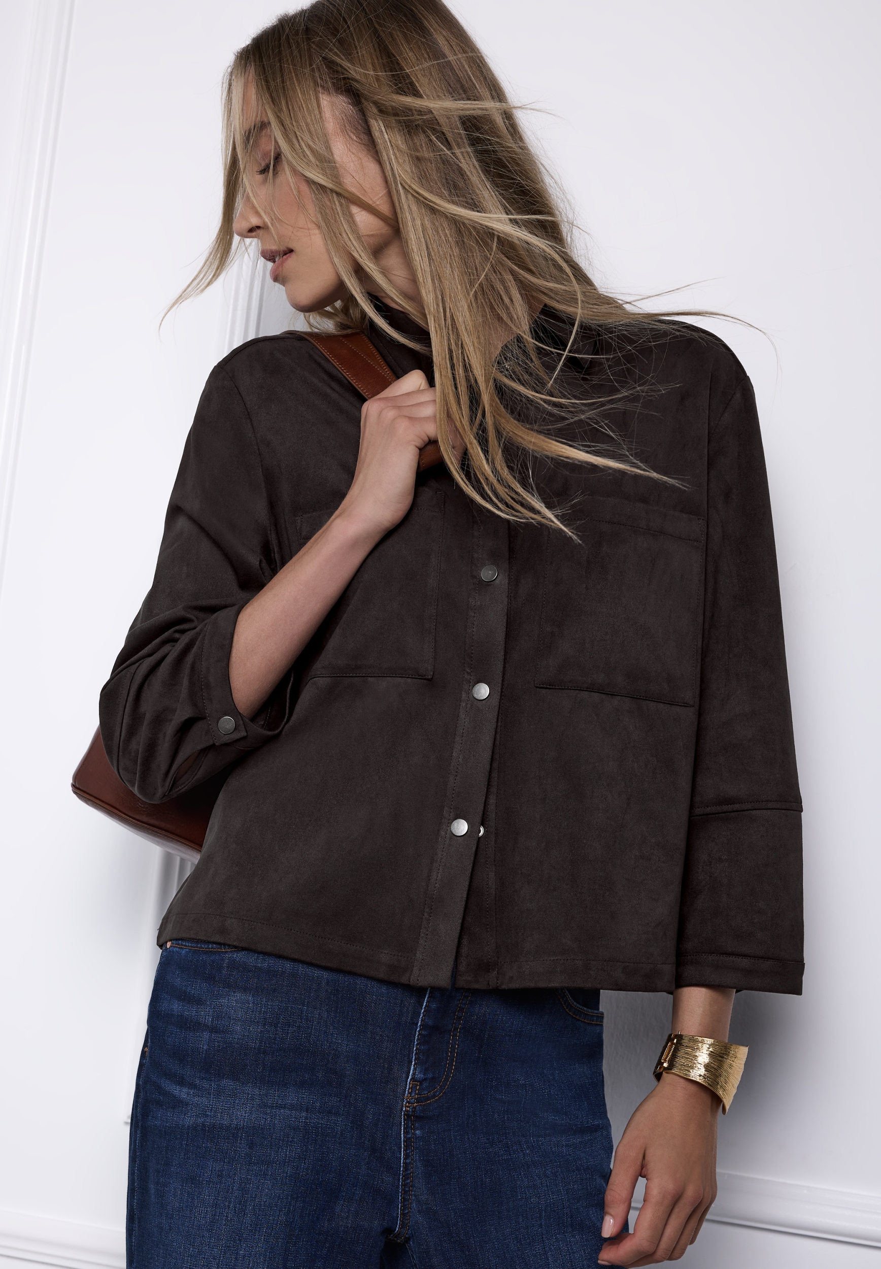 Velours shirtcollar blouse w p #3