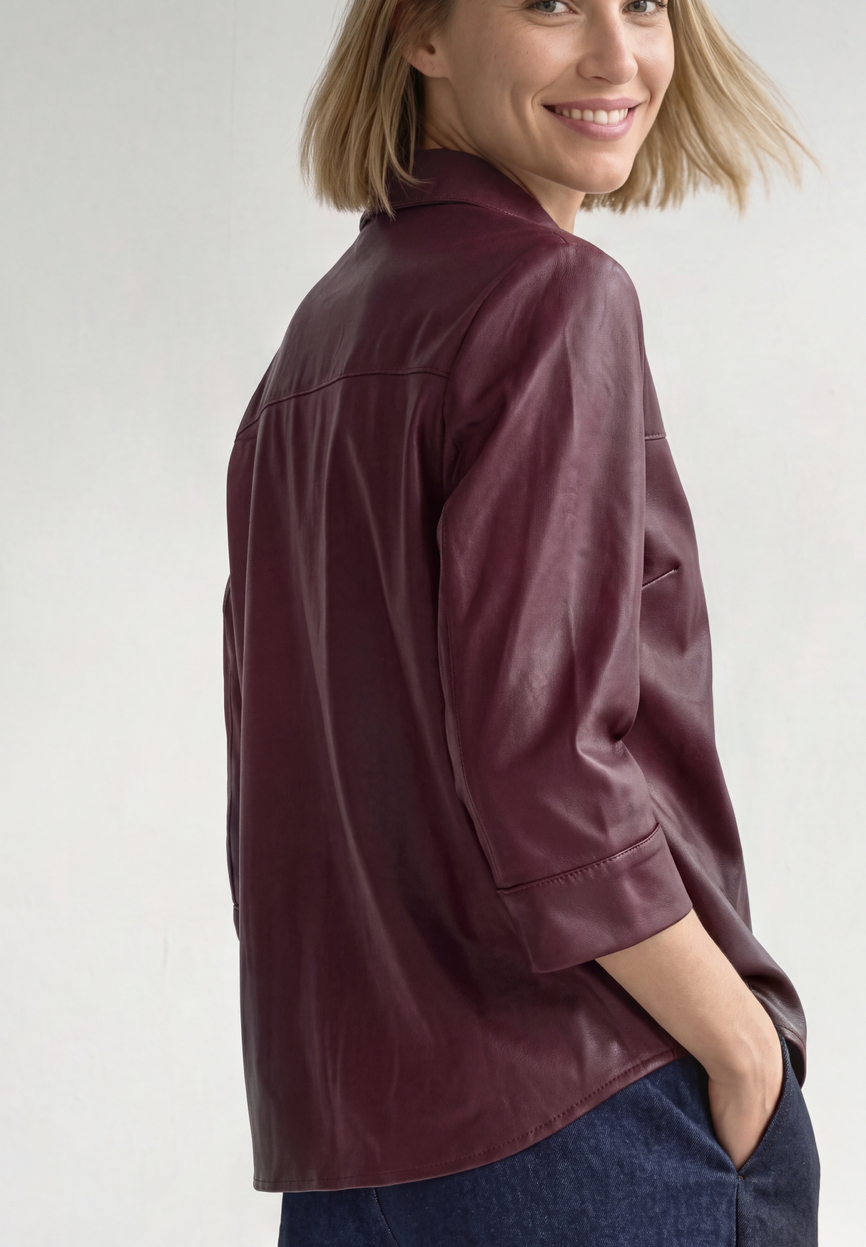 PU shirtcollar blouse w pocket #6
