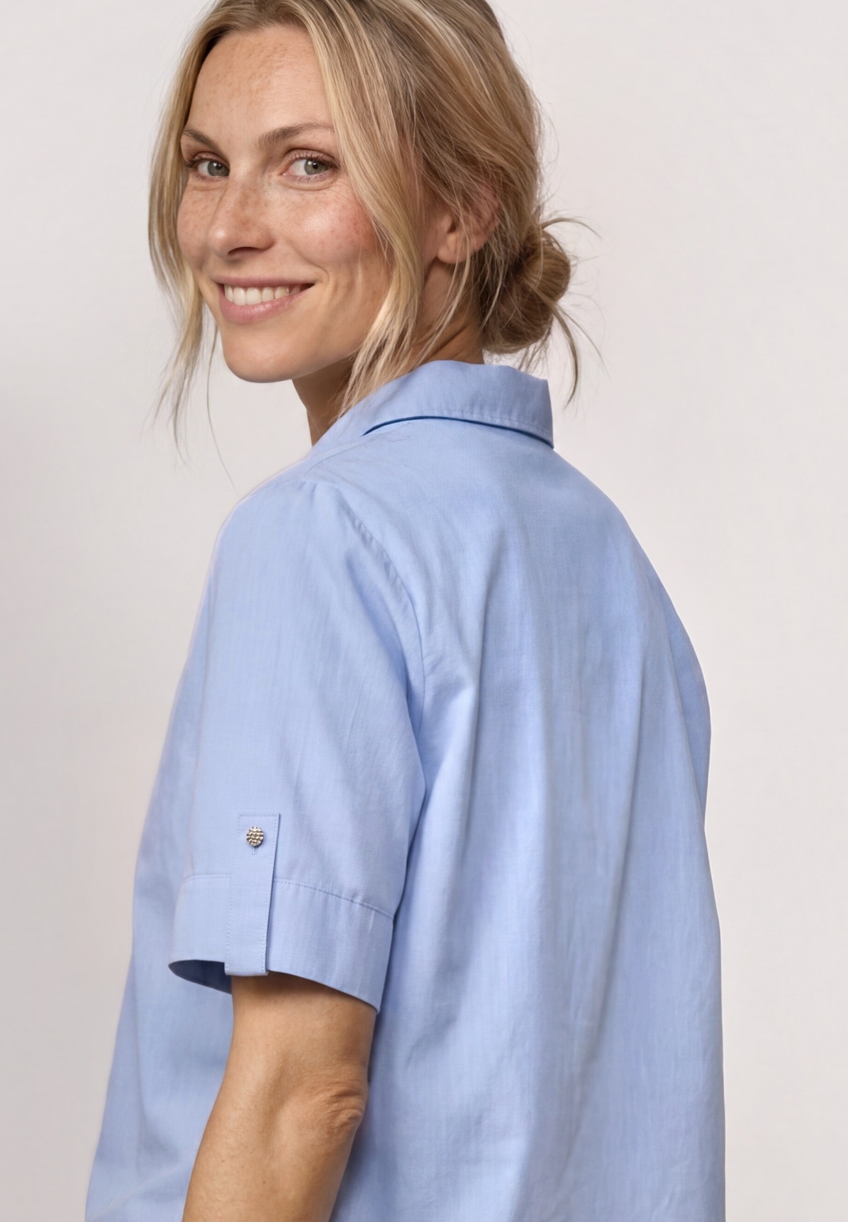 Chambray splitneck shirtcollar #6