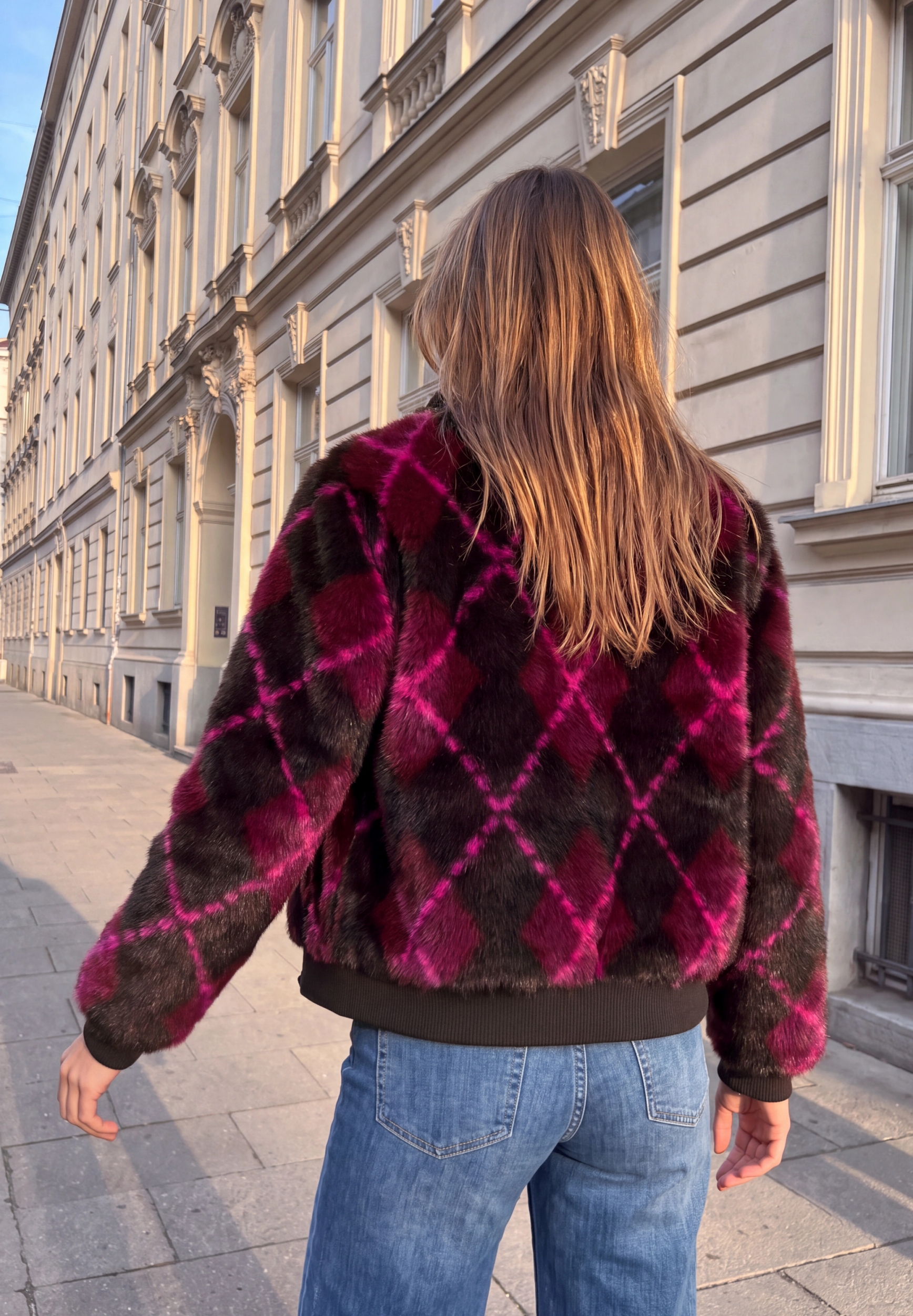 Studio Check Fake Fur Bomber J #4