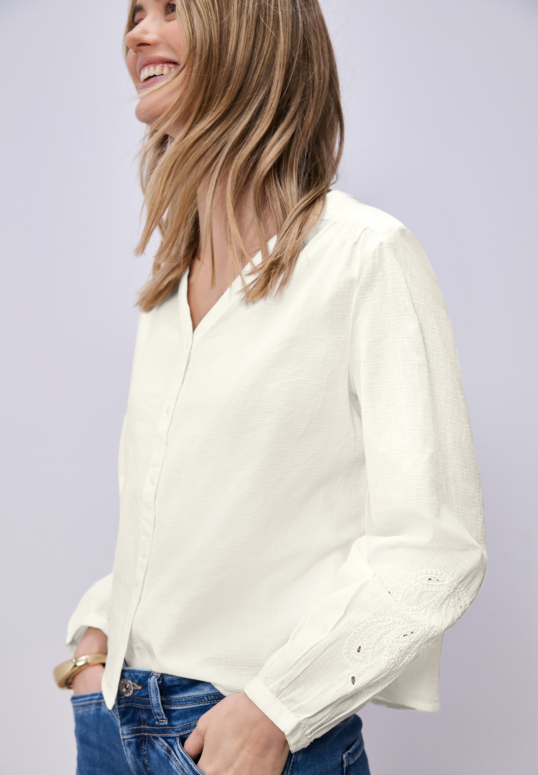V-neck buttoned blouse w embro #7