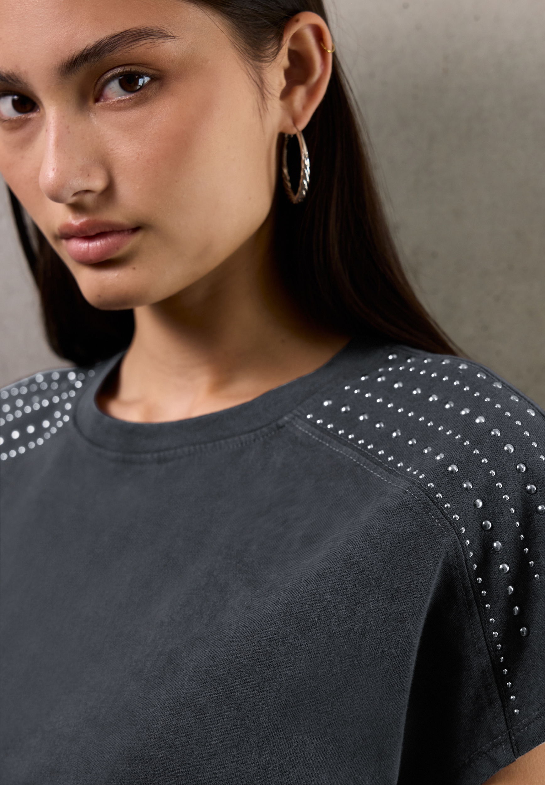 washed shirt w.stone shoulder #6