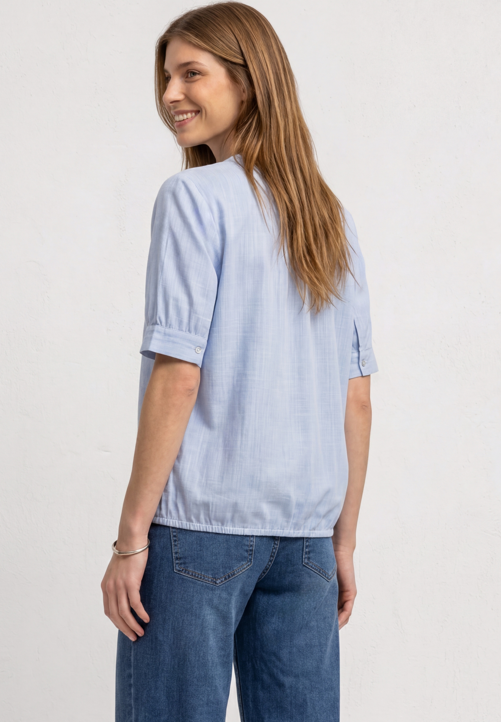 LTD QR Chambray splitneck blou #4
