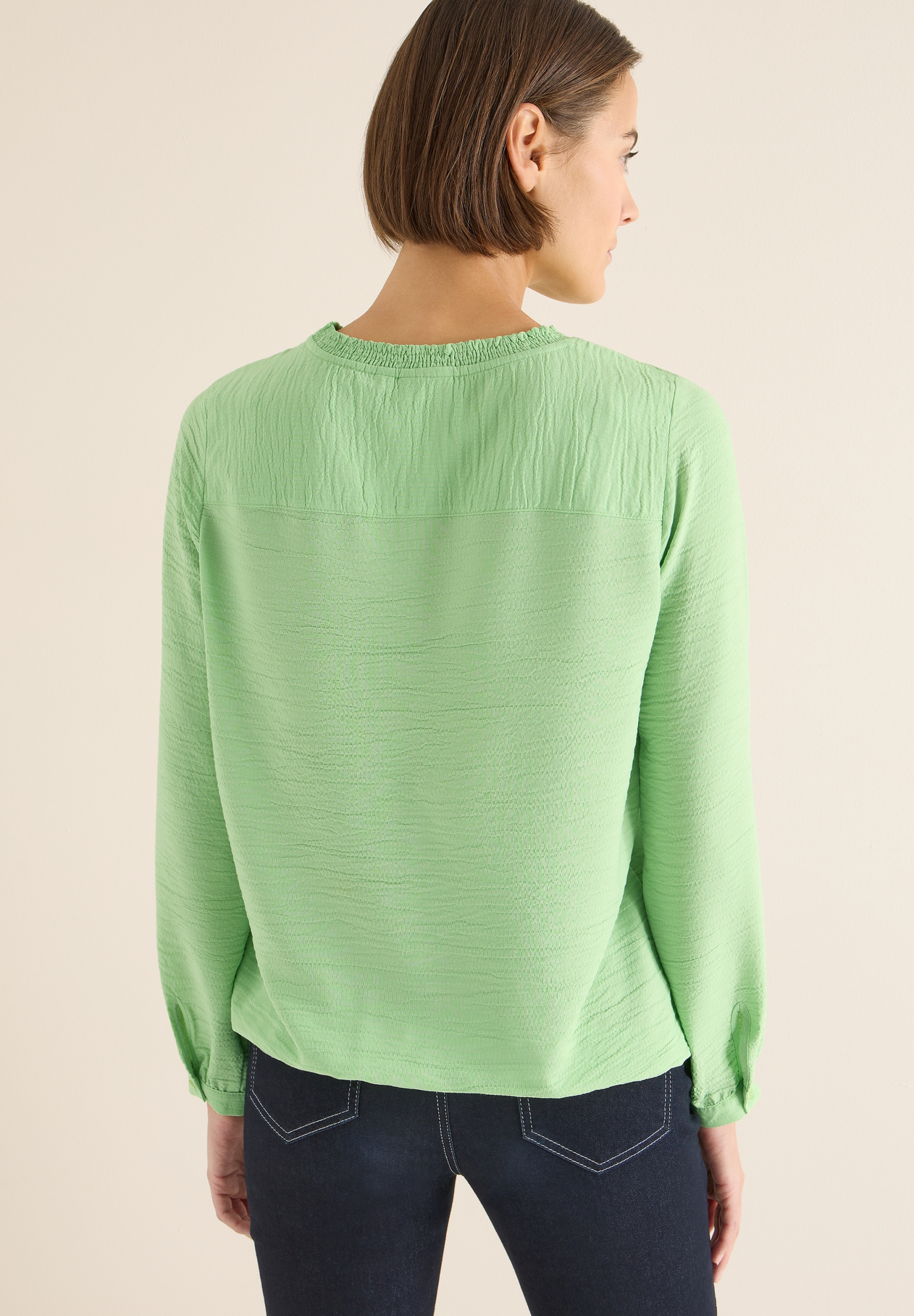 Solid Smock Neckline Blouse #4