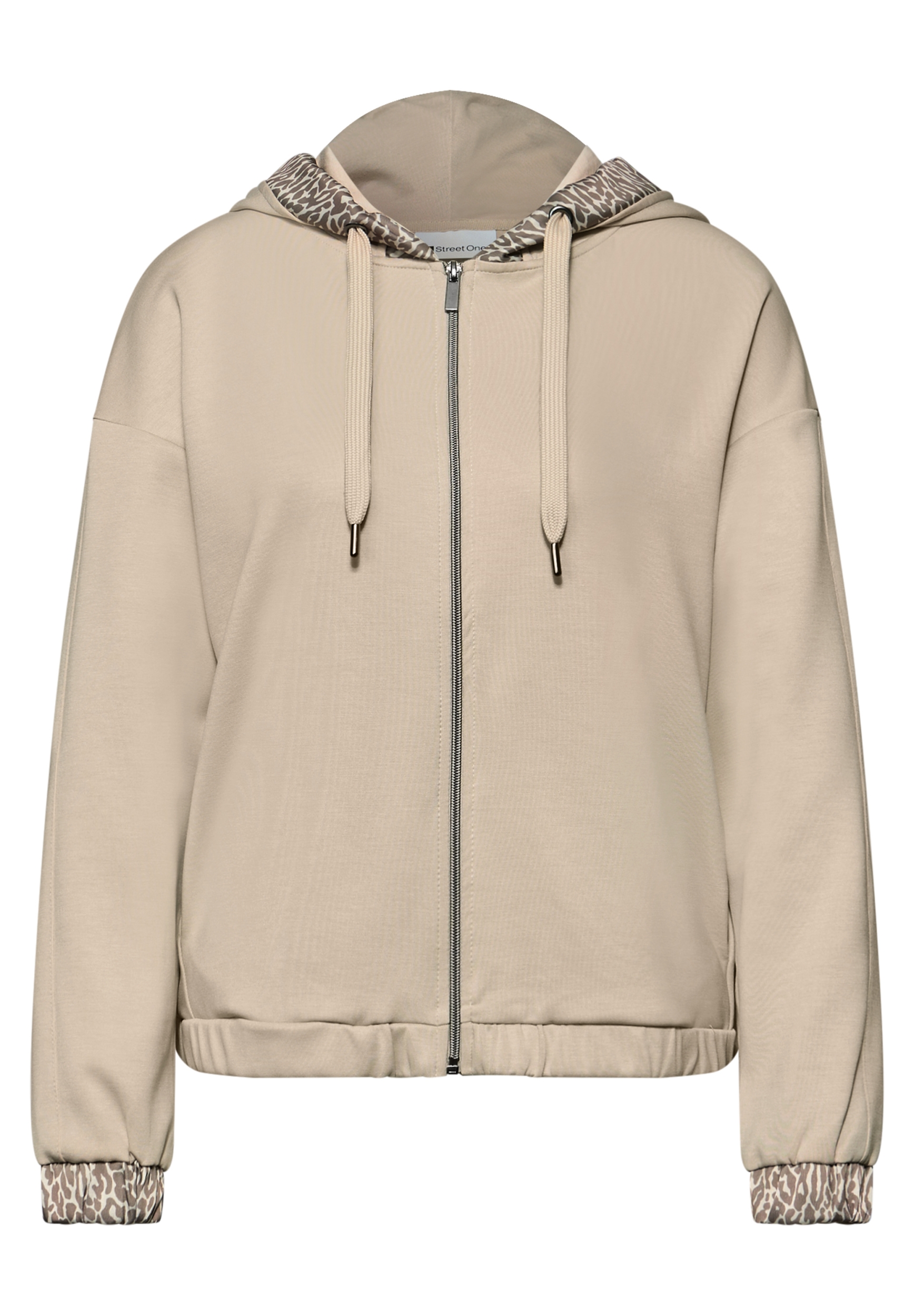 silk look hoody jacket w.print #1