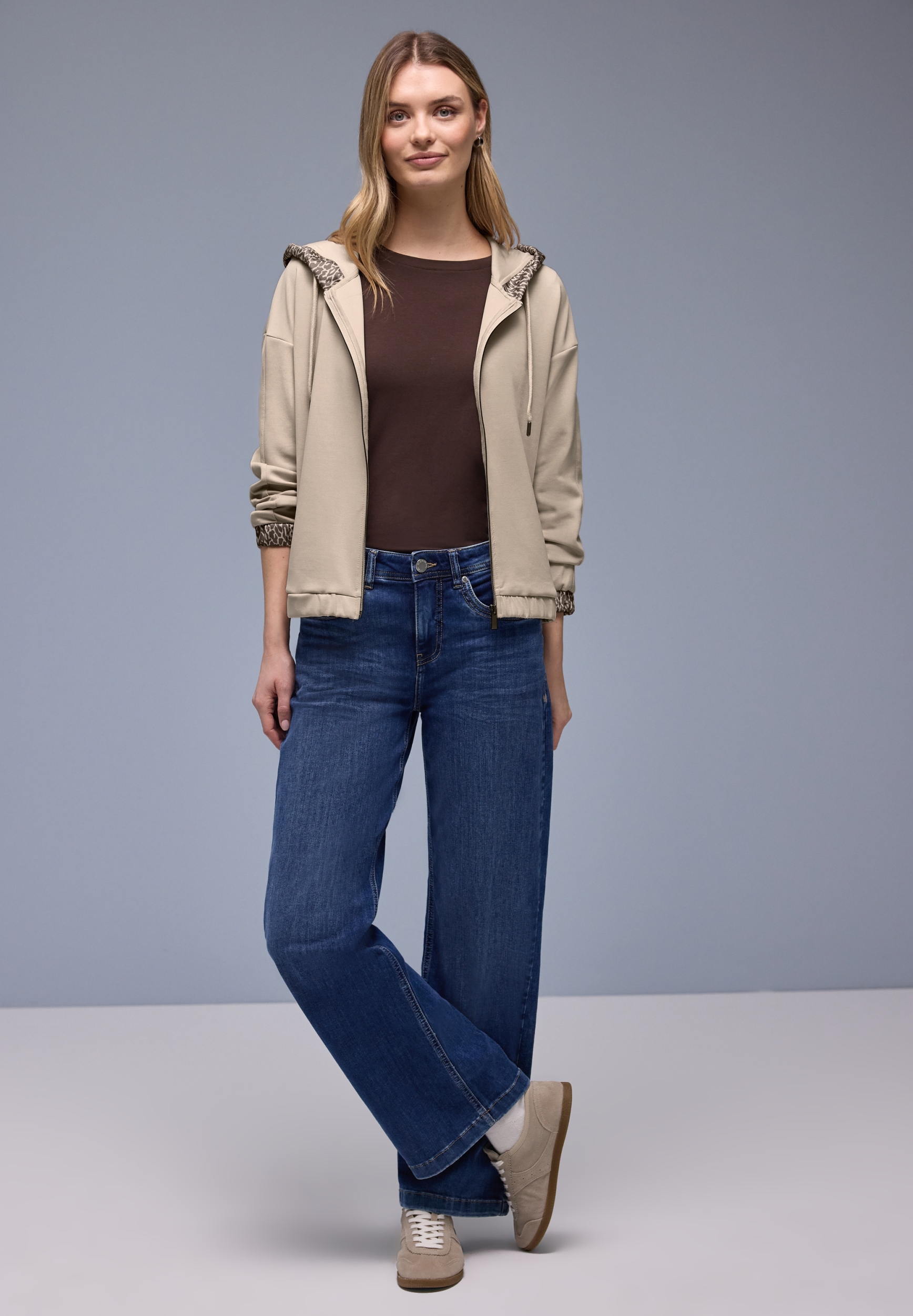 silk look hoody jacket w.print #6