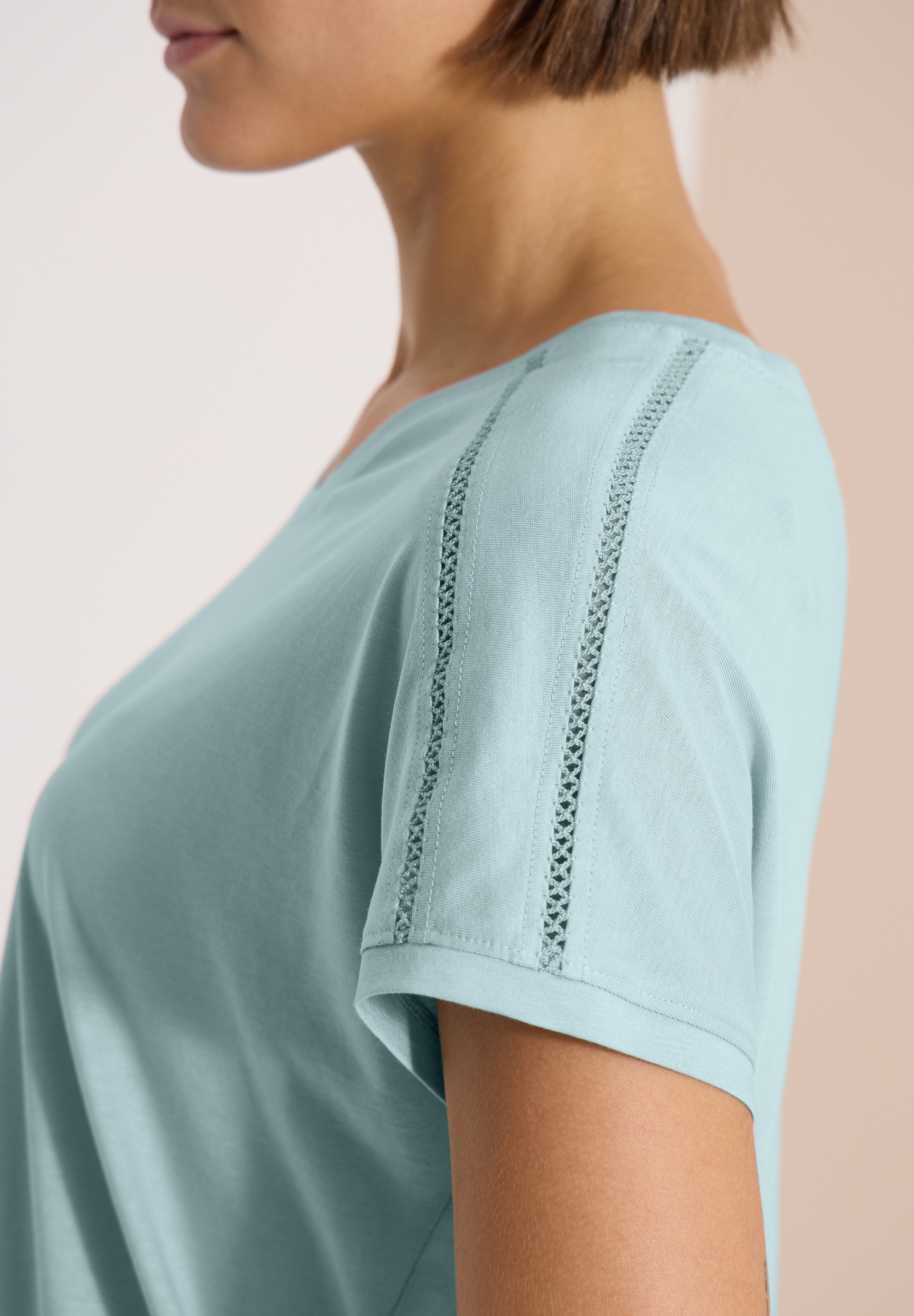 NOS Solid Lace Shoulder T-Shir #6