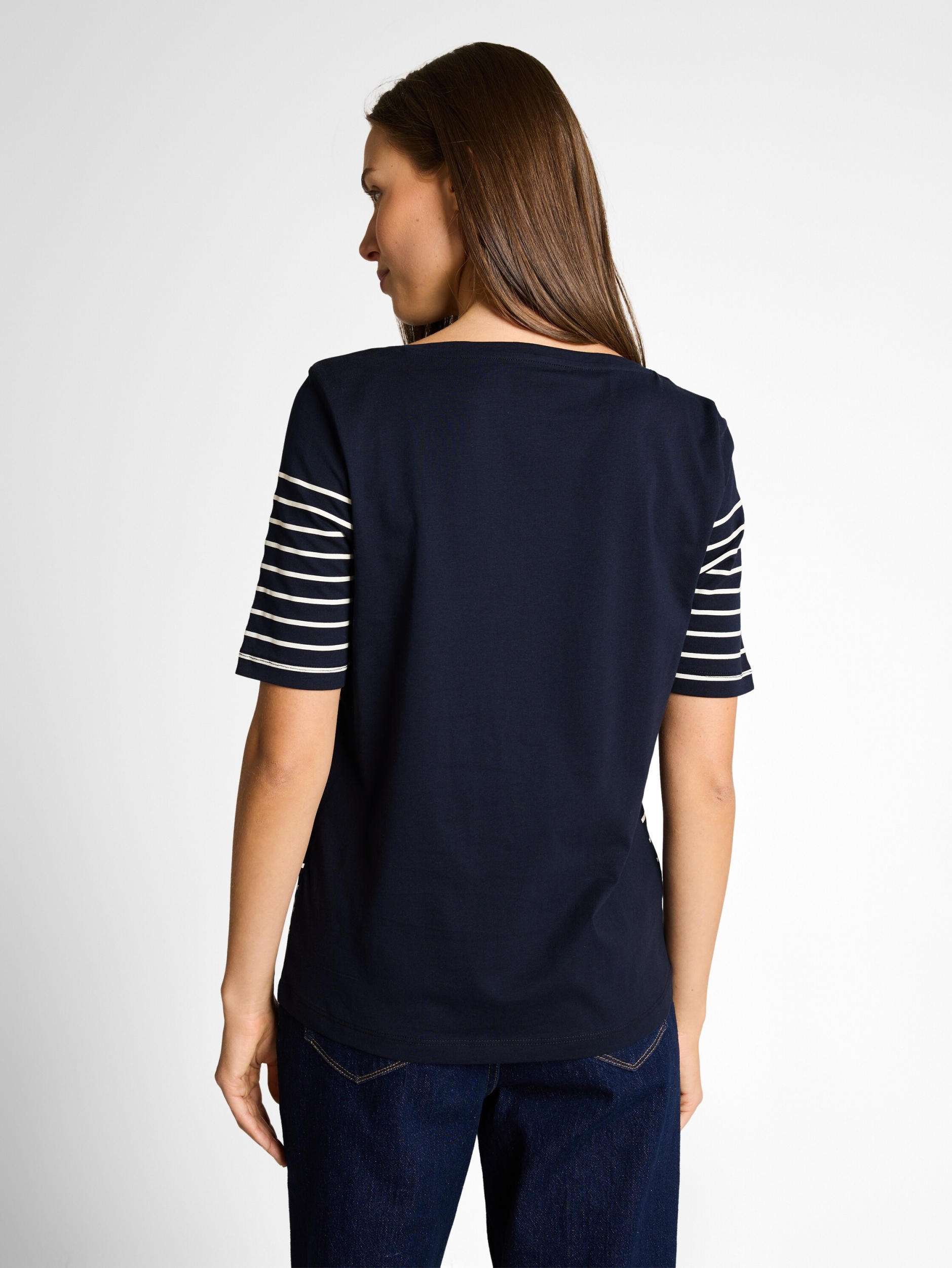 T-shirt placed stripe boat nec #4