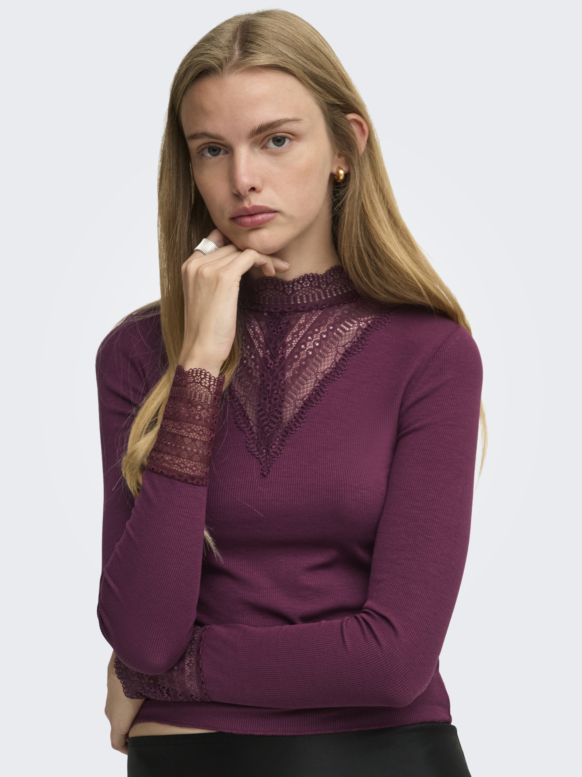 ONLTILDE L/S HIGH NECK LACE TOP JRS NOOS #7