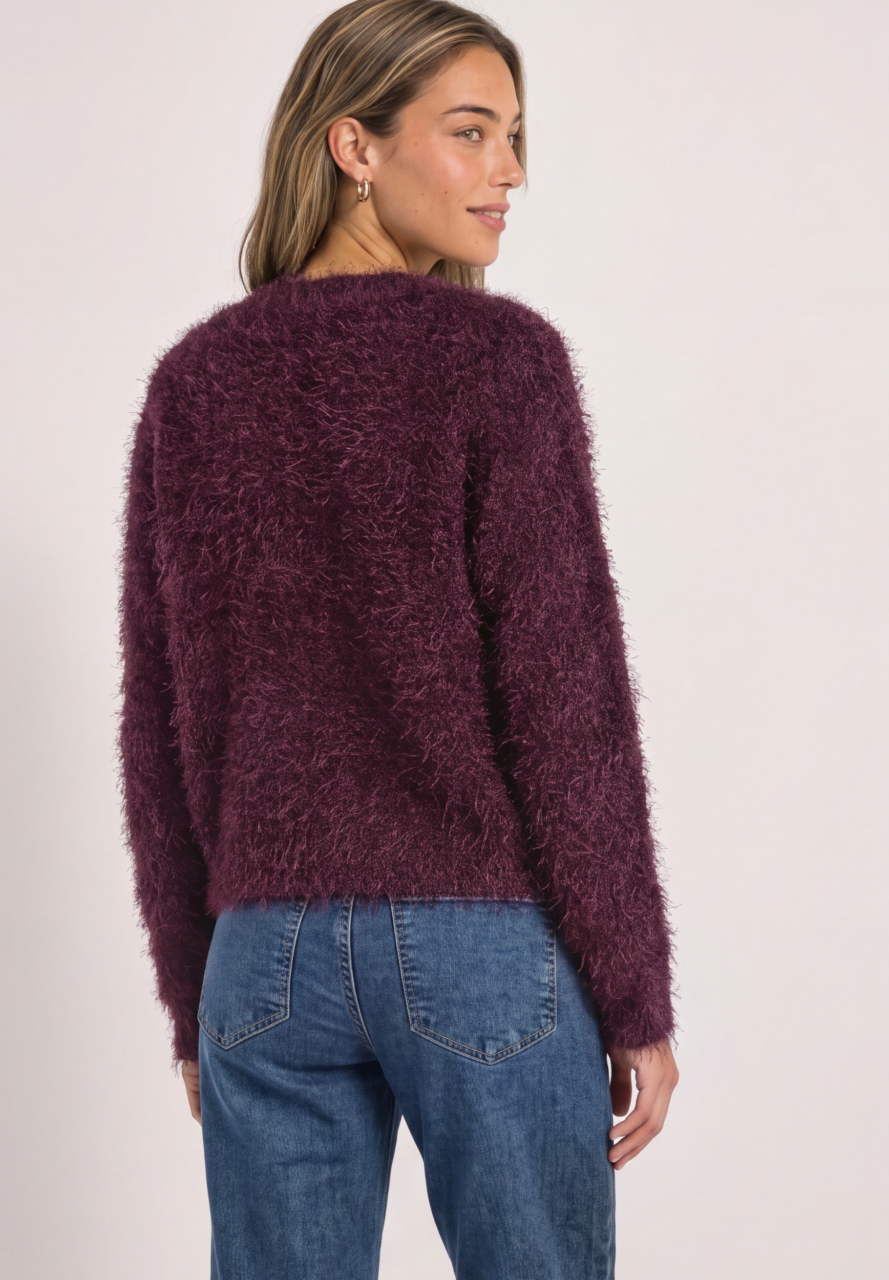 rounded neck fringe sweater #4