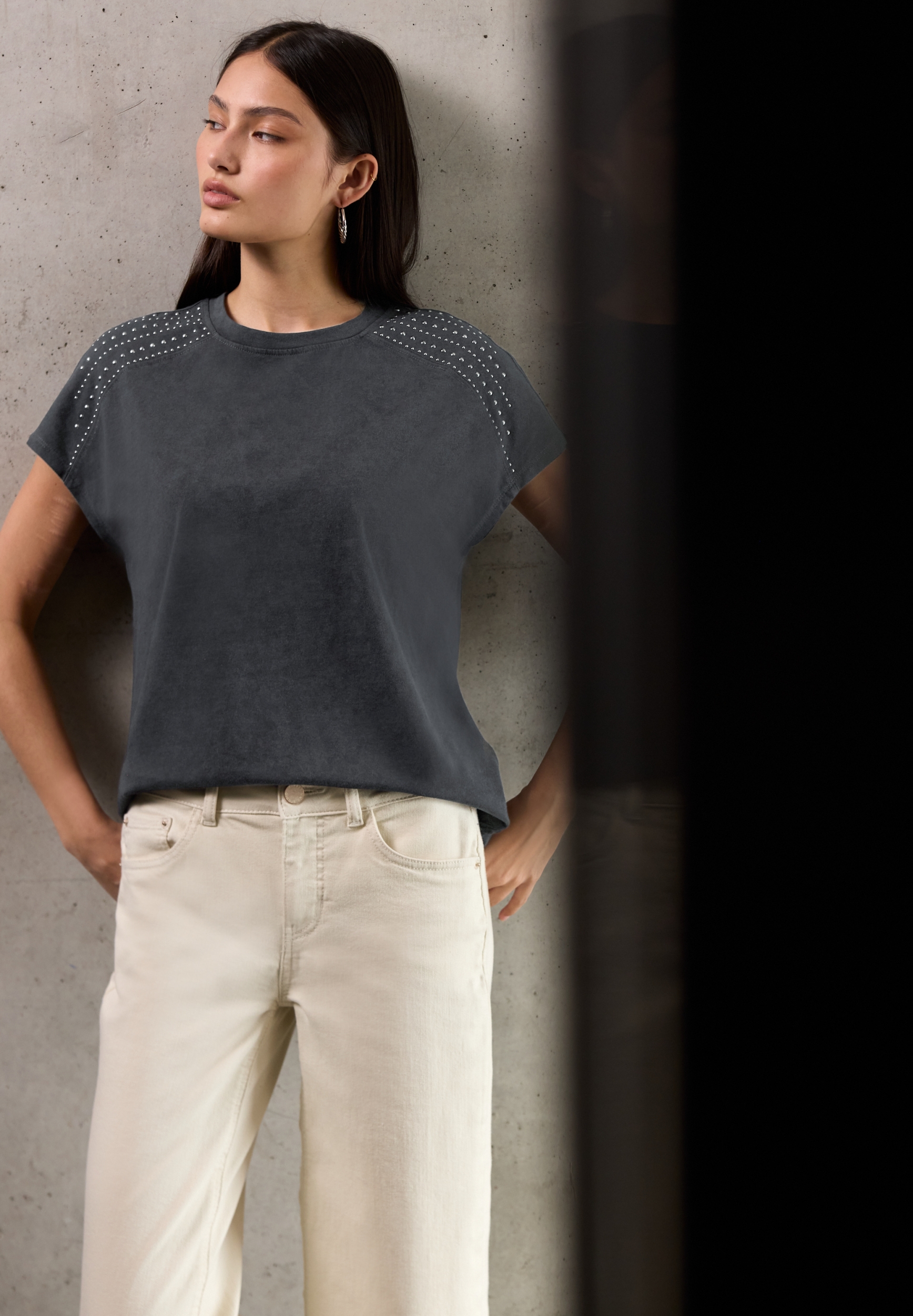 washed shirt w.stone shoulder #3