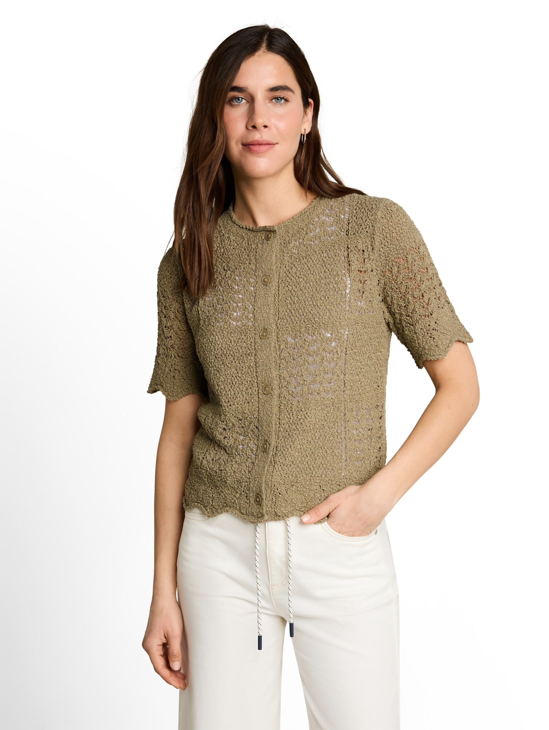 Knit structure mix cardigan #5