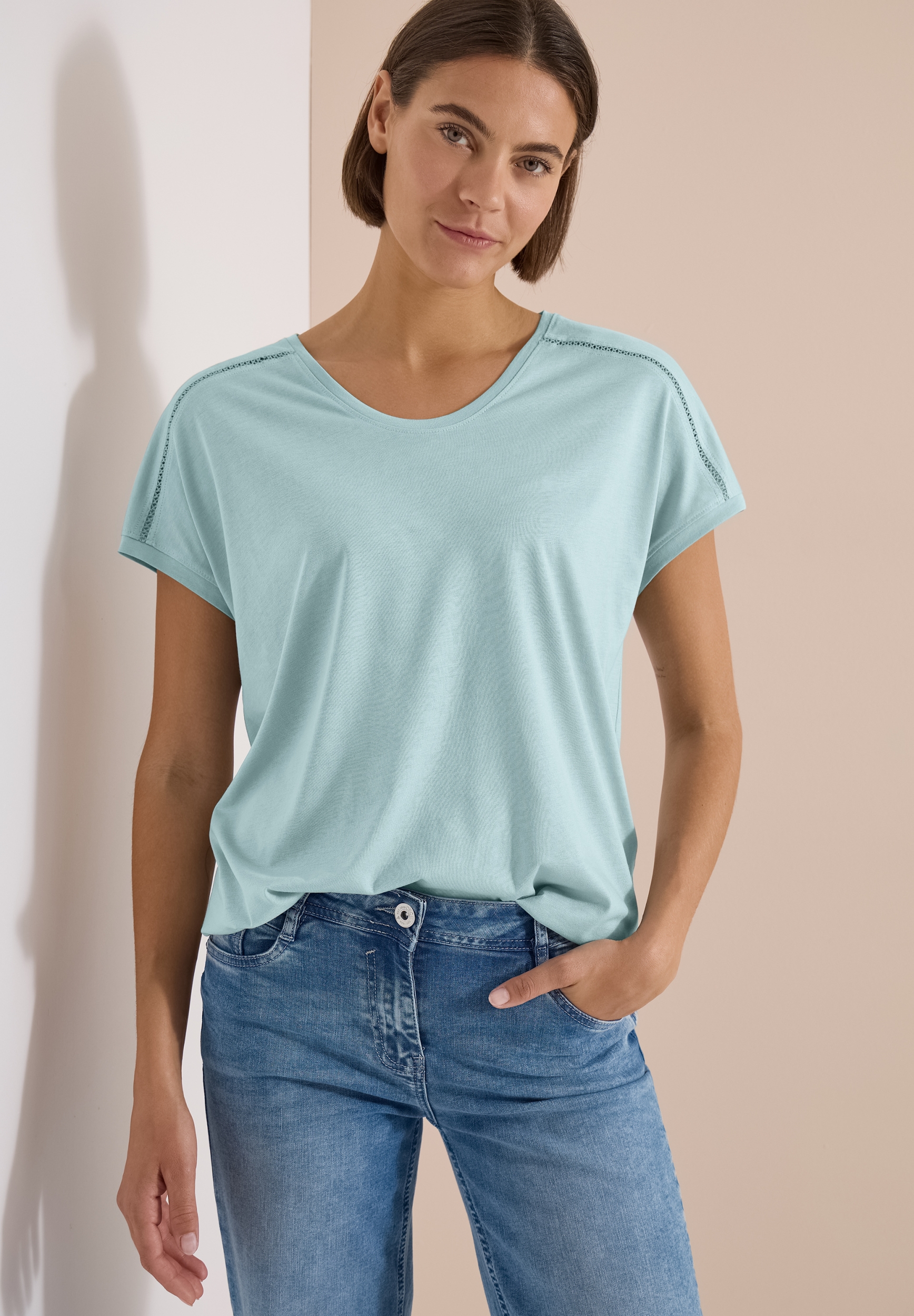 NOS Solid Lace Shoulder T-Shir #7