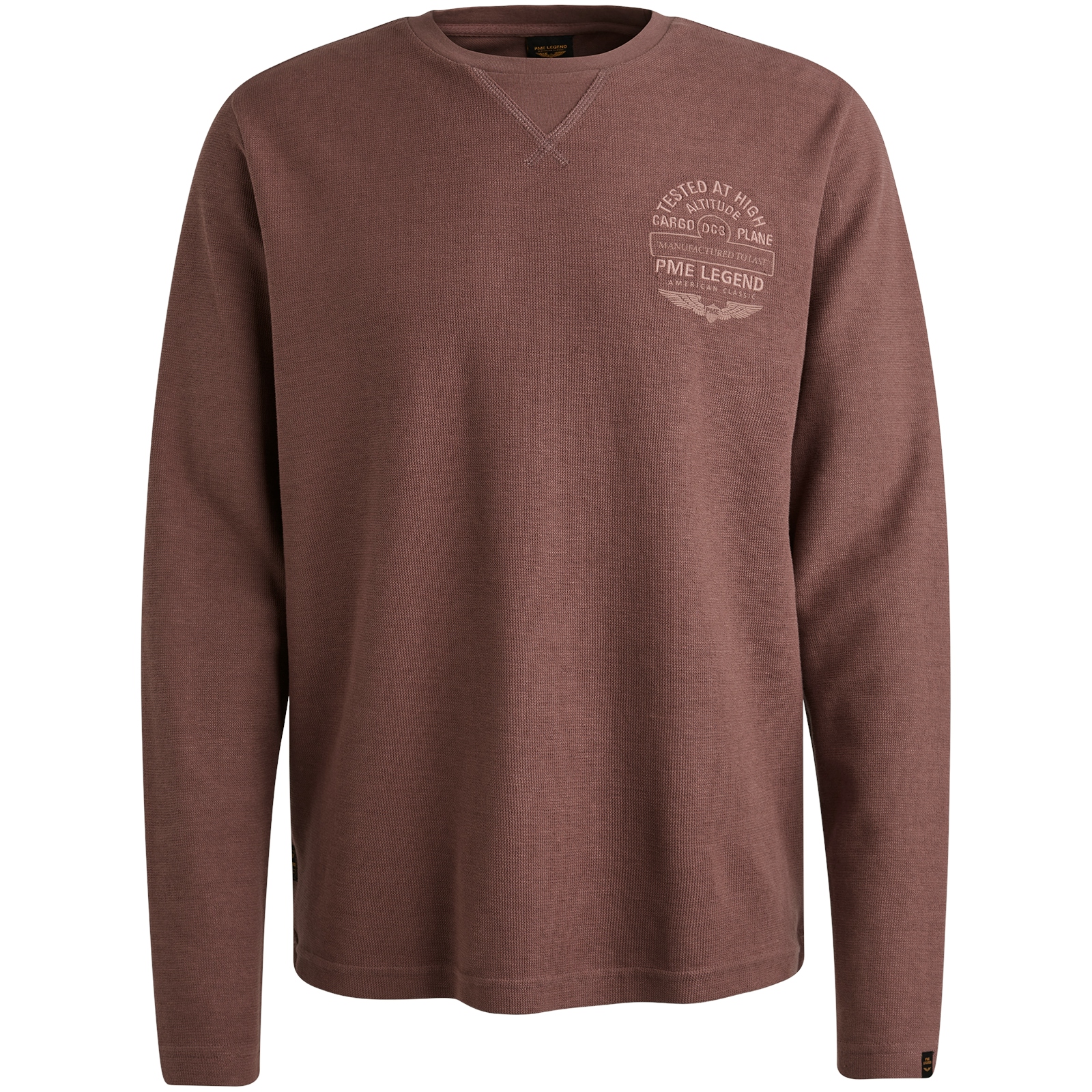Long sleeve r-neck structured piqu #1